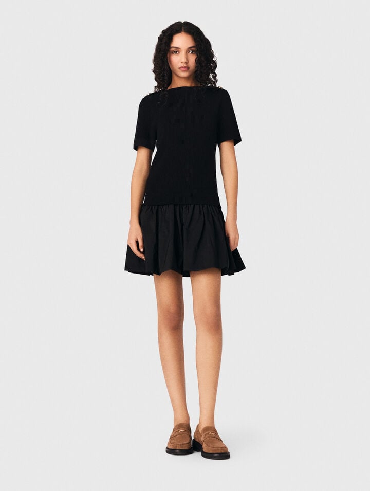 Short knit and taffeta dress