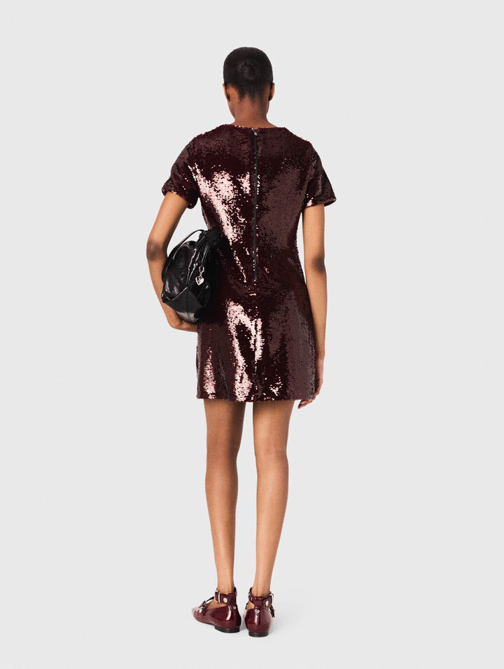 Sequin-embroidered short dress