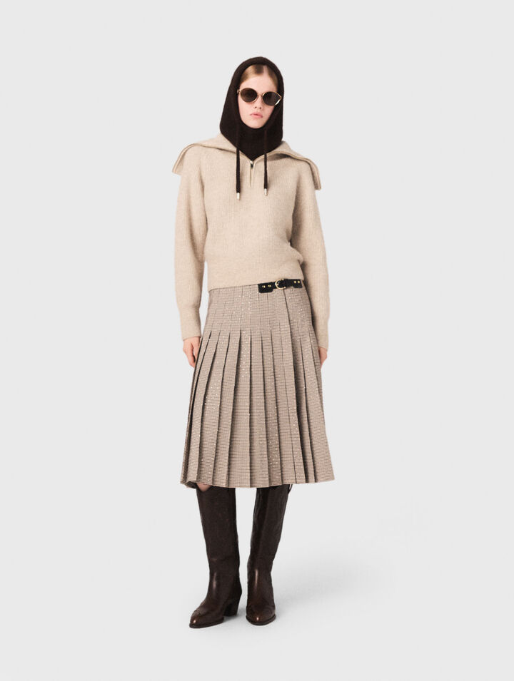 Rhinestone jumper with half-zip collar Rhinestone jumper with half-zip collar