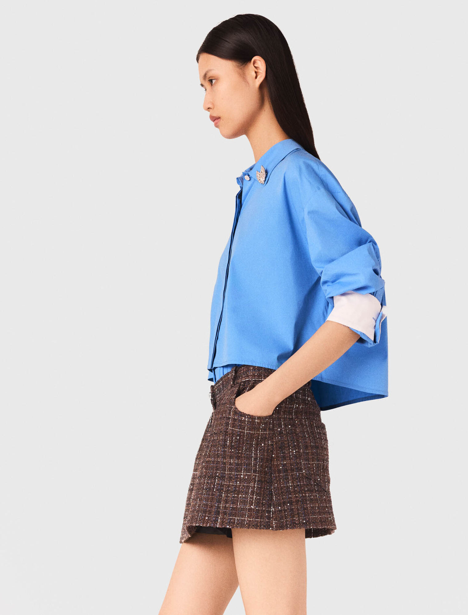 Tweed shorts with elasticated waistband