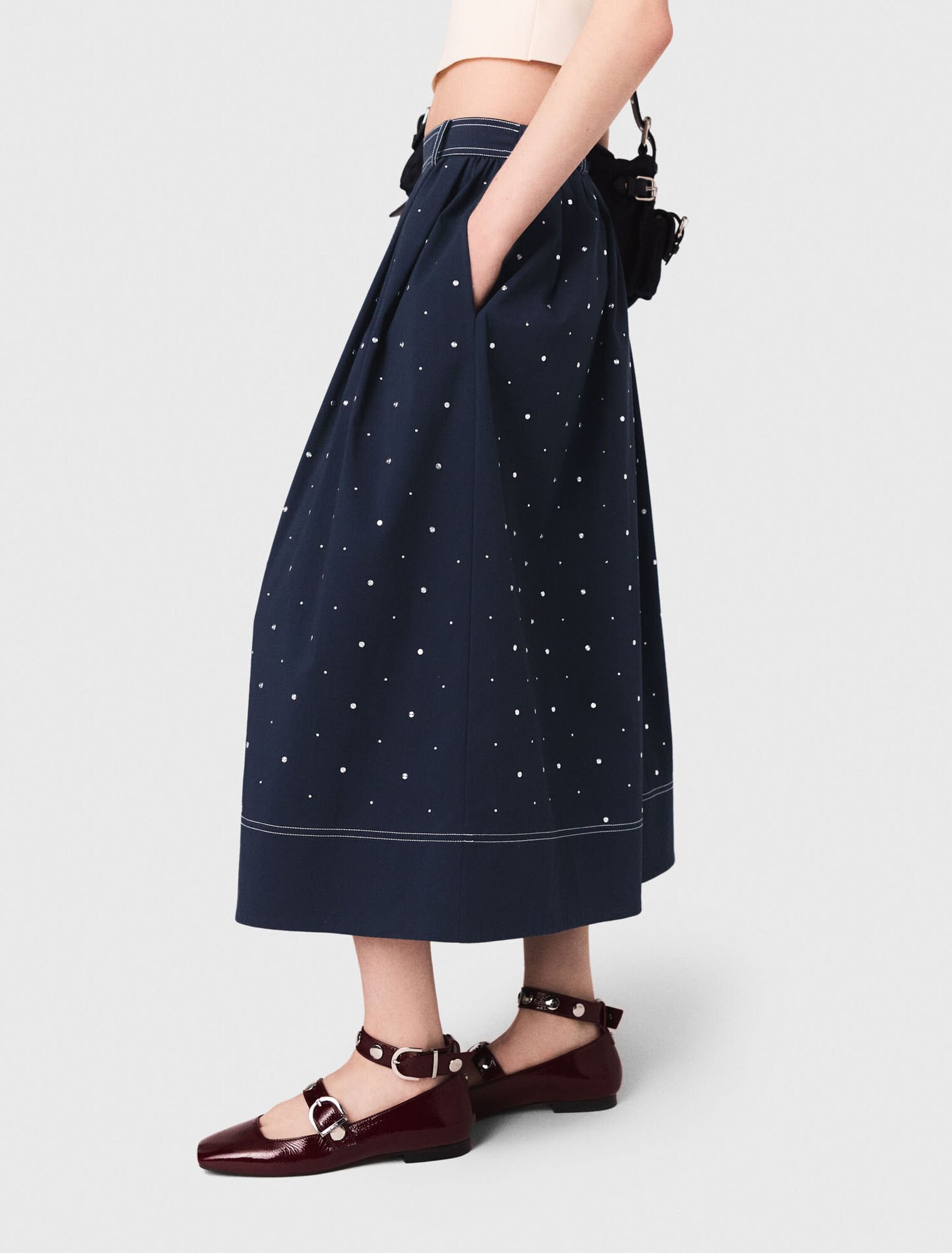 Long studded cotton skirt