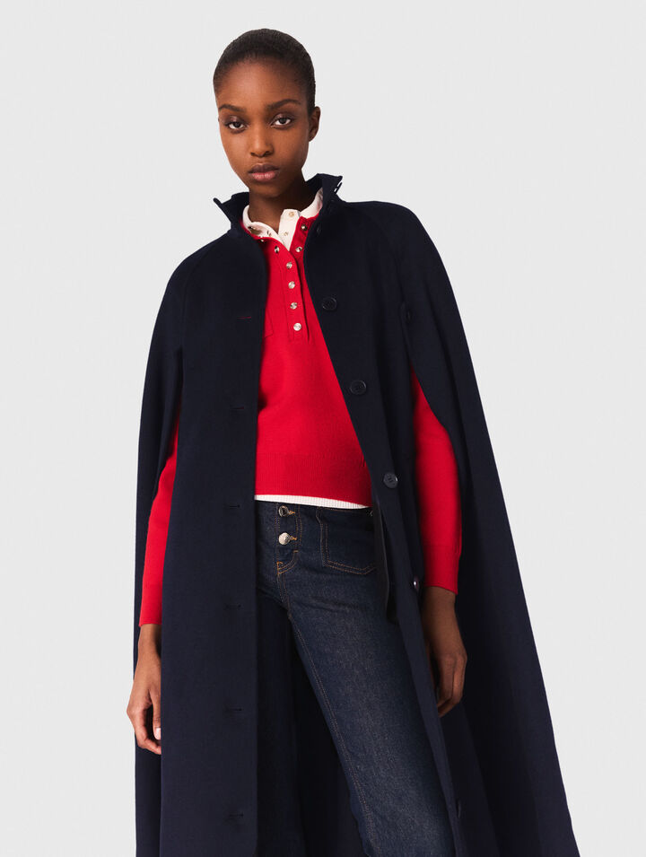 Long double-faced coat with cape Long double-faced coat with cape
