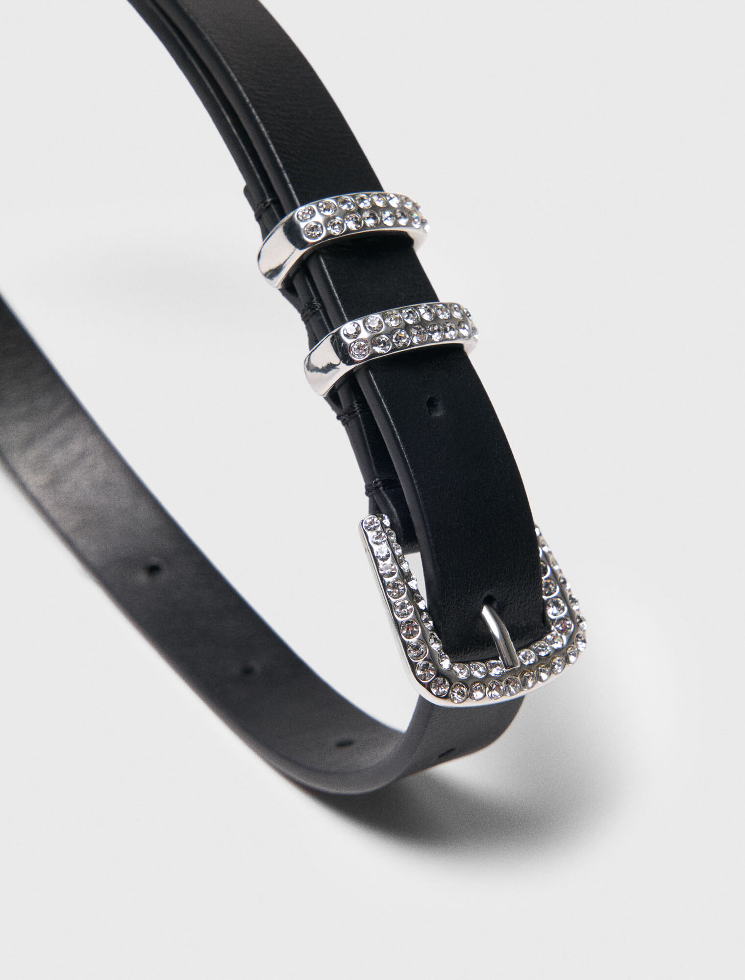 Slim belt with diamanté buckle