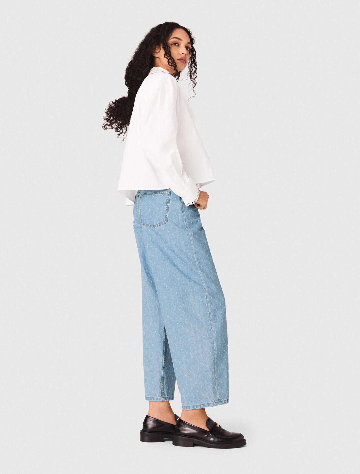 Textured balloon jeans