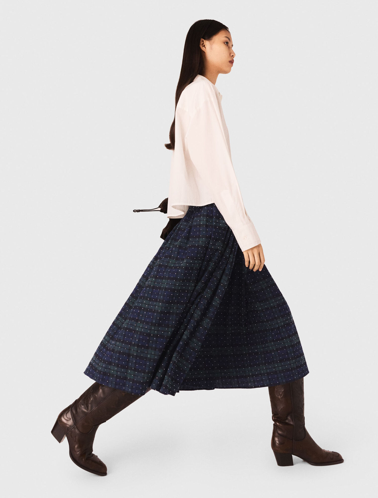 Check skirt with rhinestones Check skirt with rhinestones