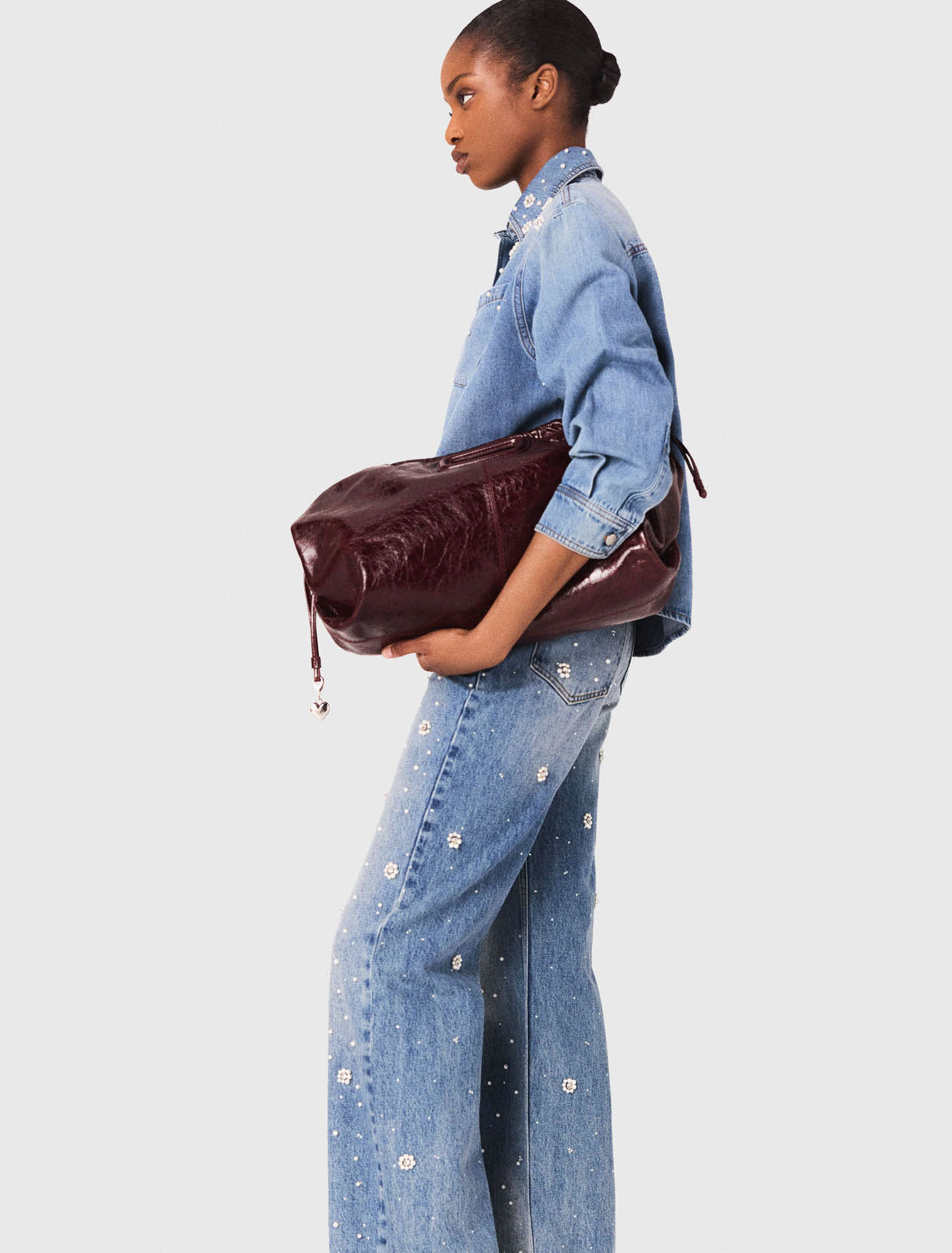 Denim shirt with embroidered beads Denim shirt with embroidered beads