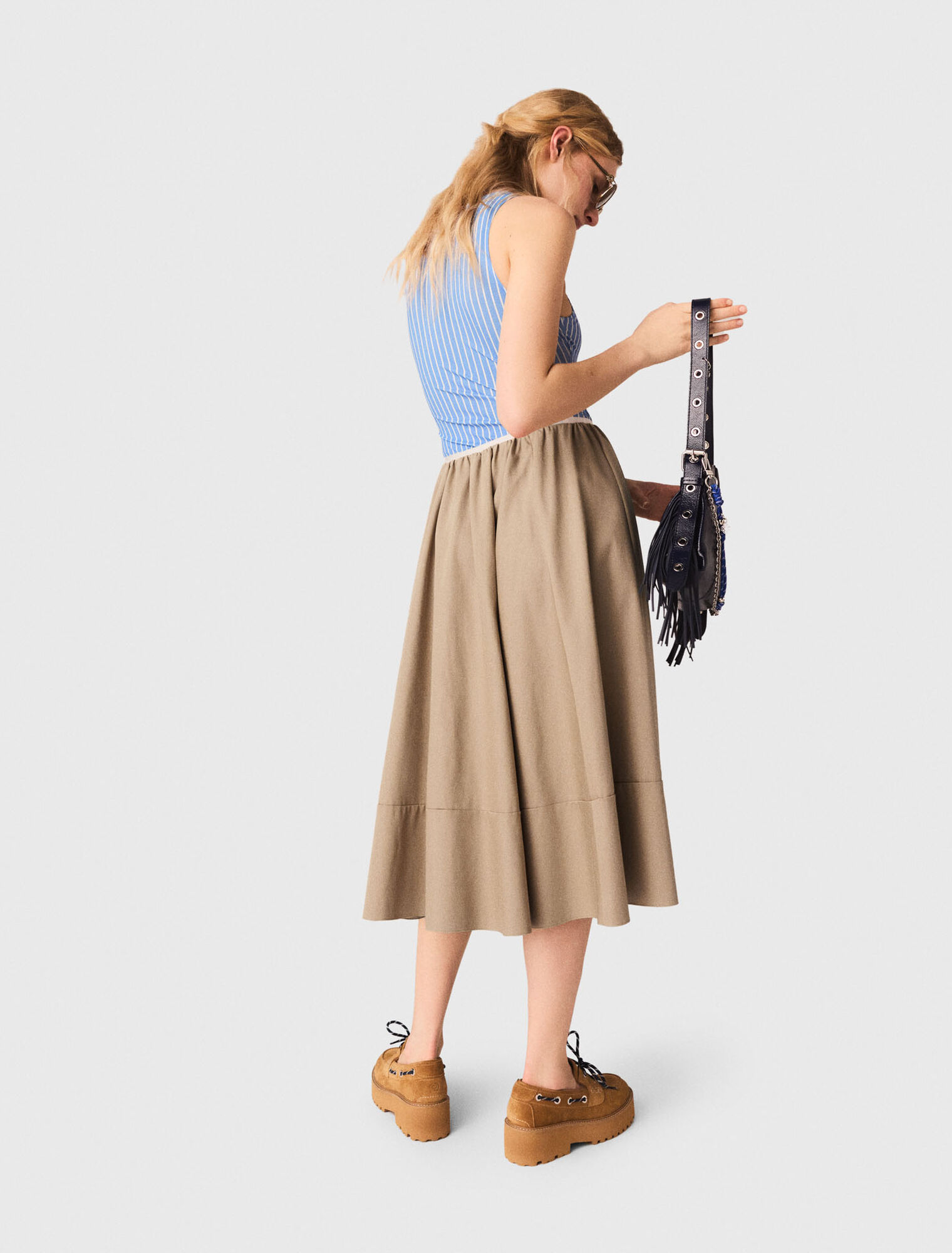 Mid-length cotton skirt