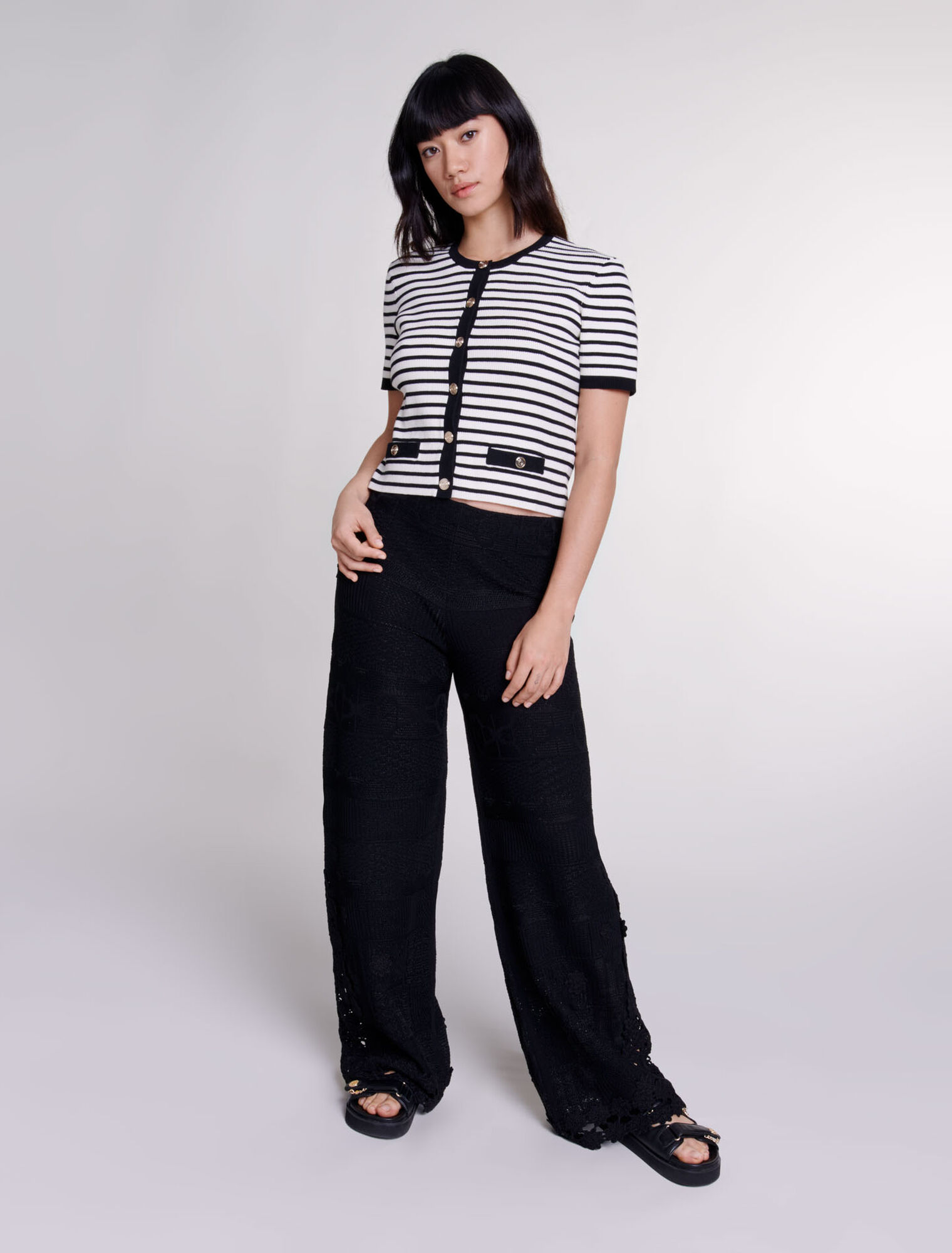 Short-sleeved knit cardigan