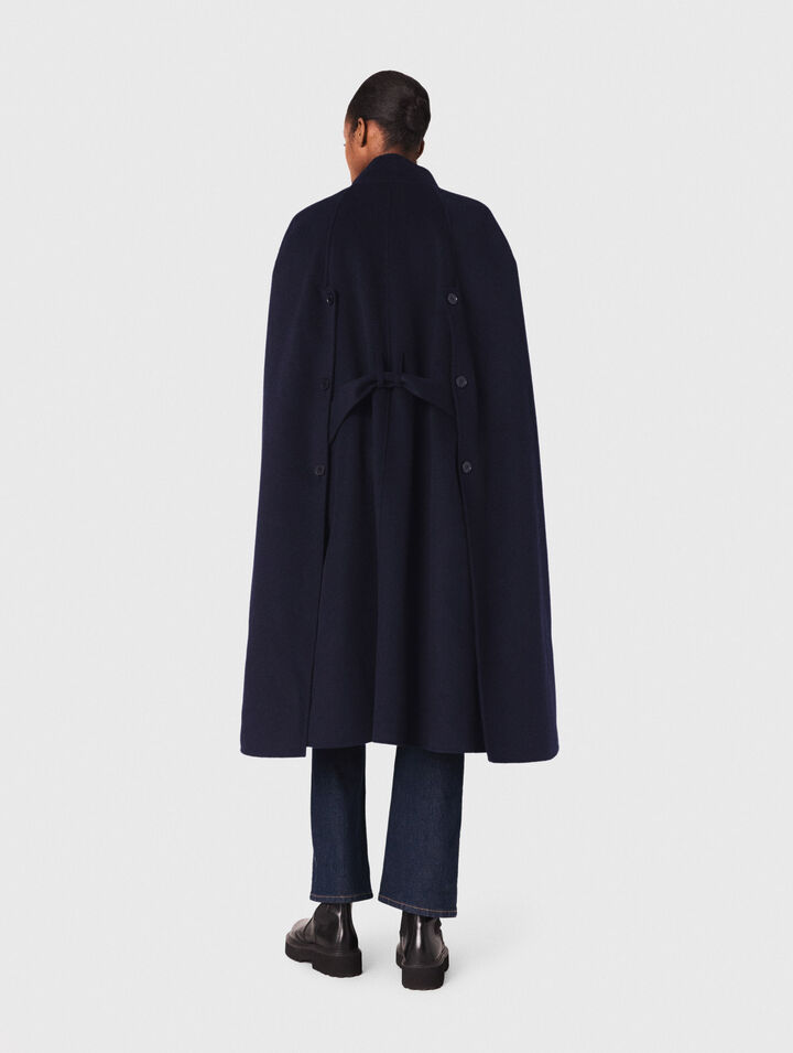 Long double-faced coat with cape Long double-faced coat with cape