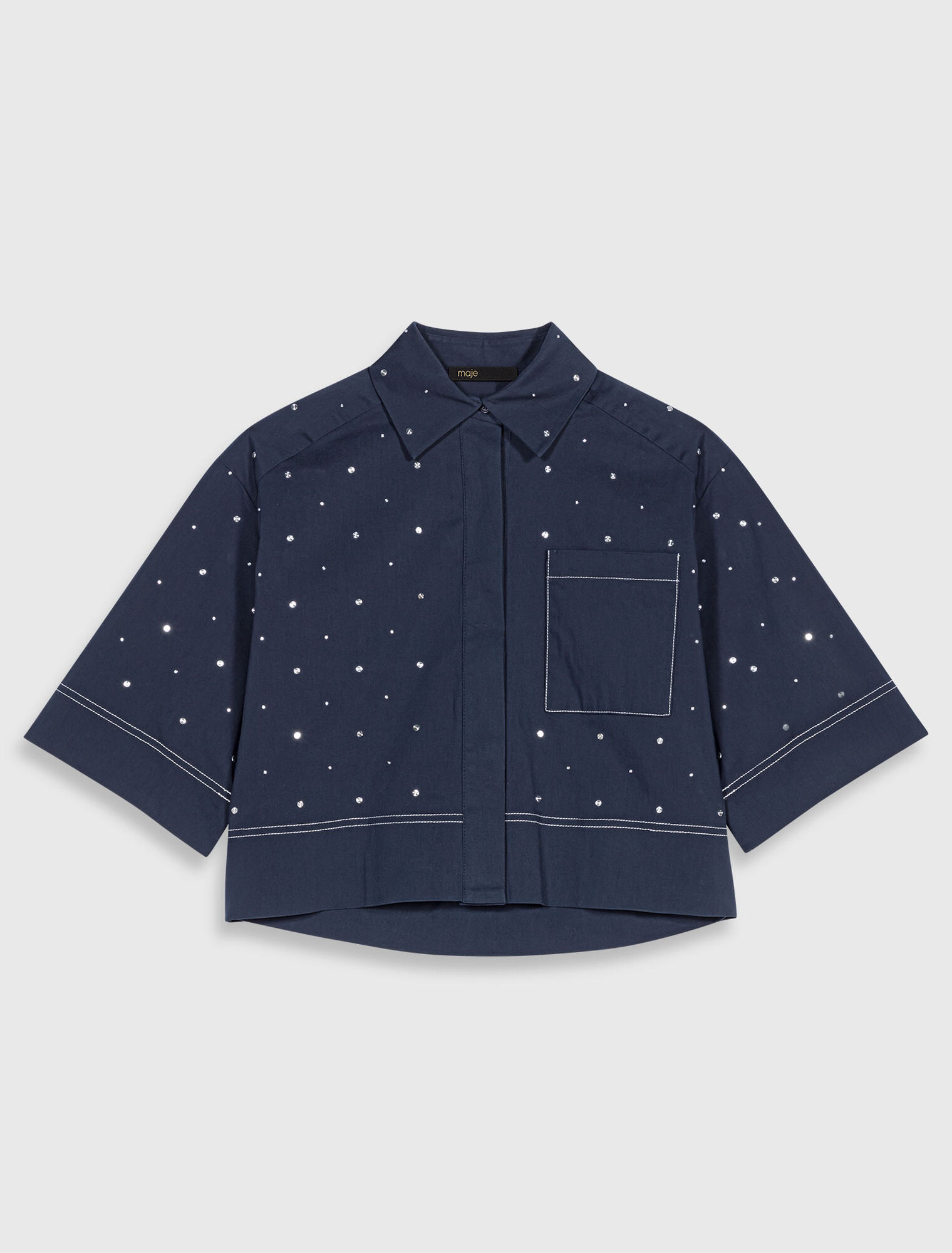Cropped shirt with studs