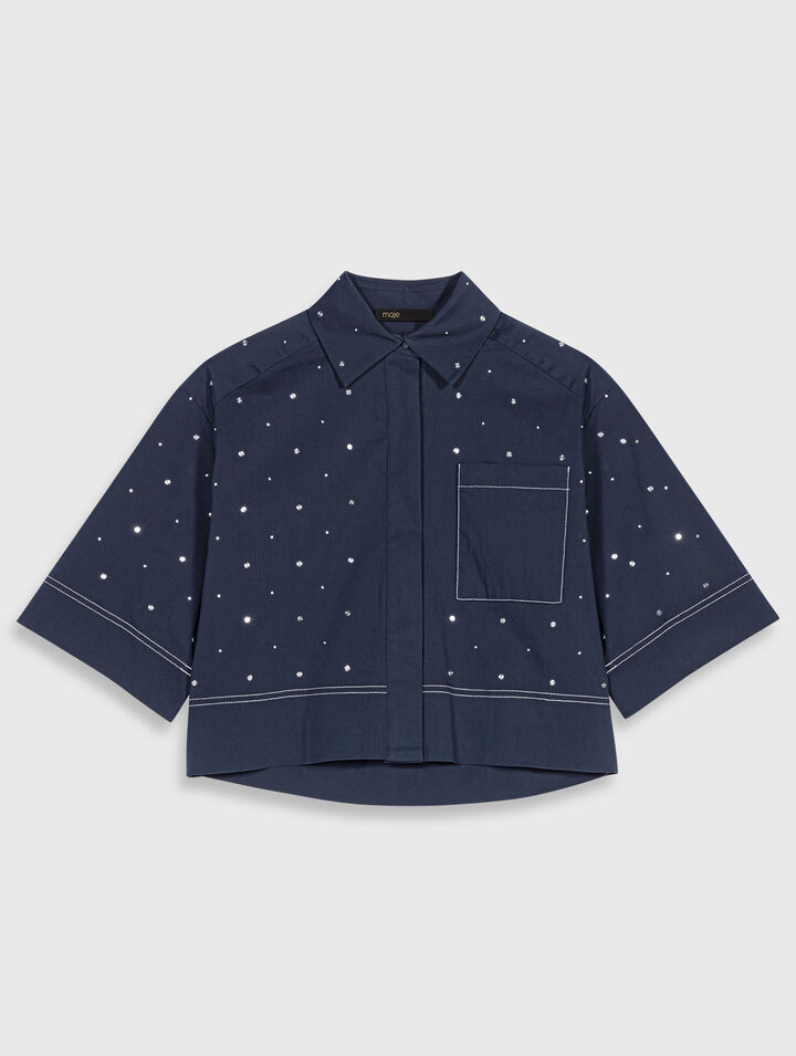 Cropped shirt with studs