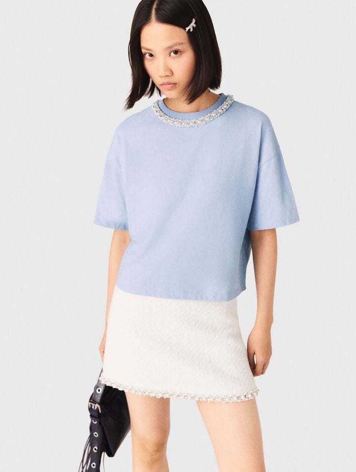 Jewellery neck T-shirt