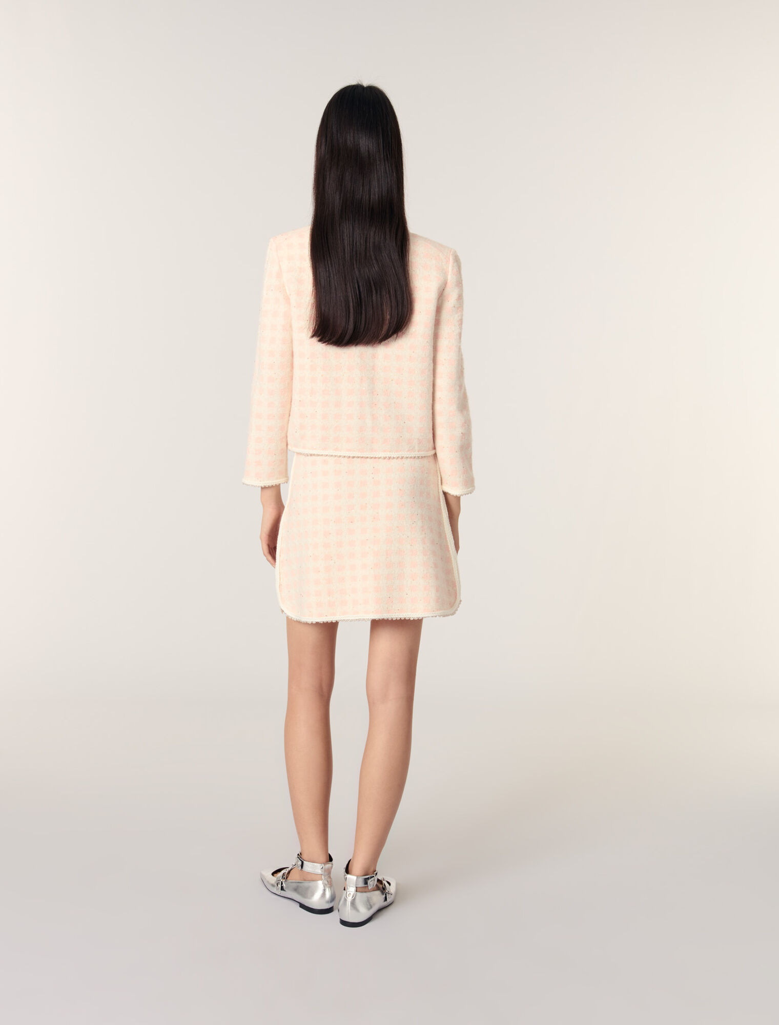 Tweed-effect knit jacket