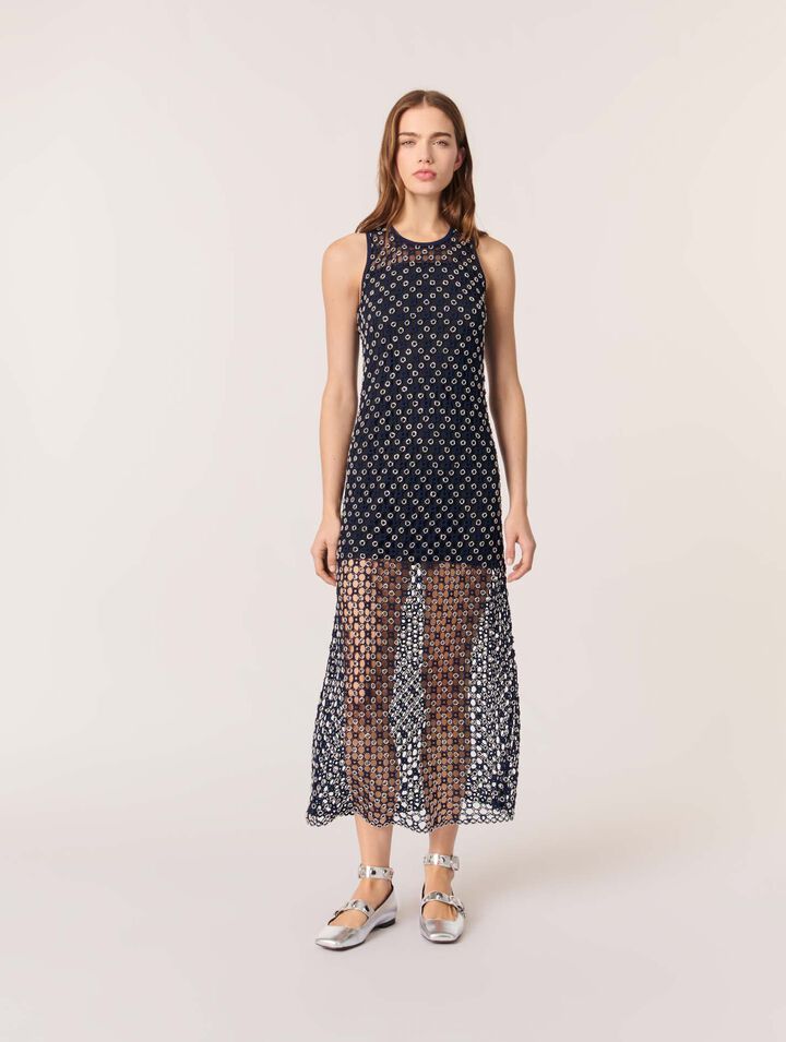 Beaded crochet maxi dress