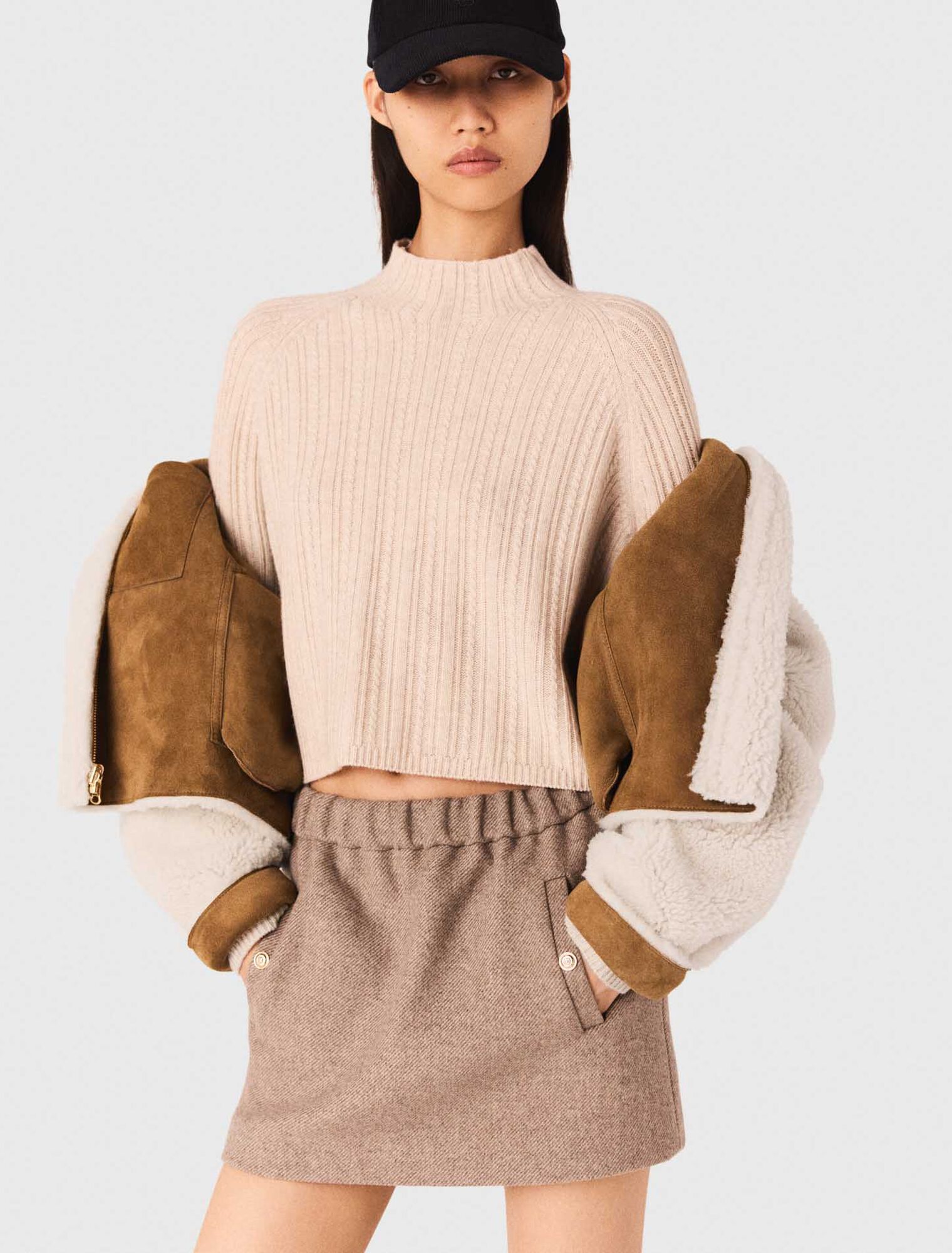 Reversible shearling coat