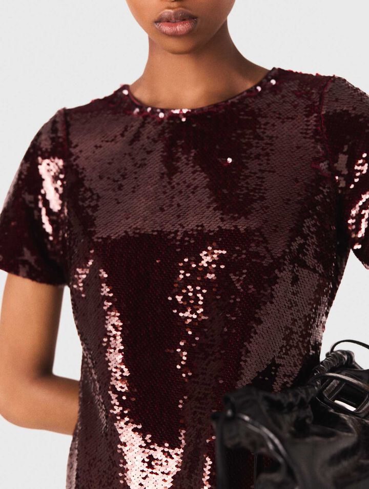 Sequin-embroidered short dress