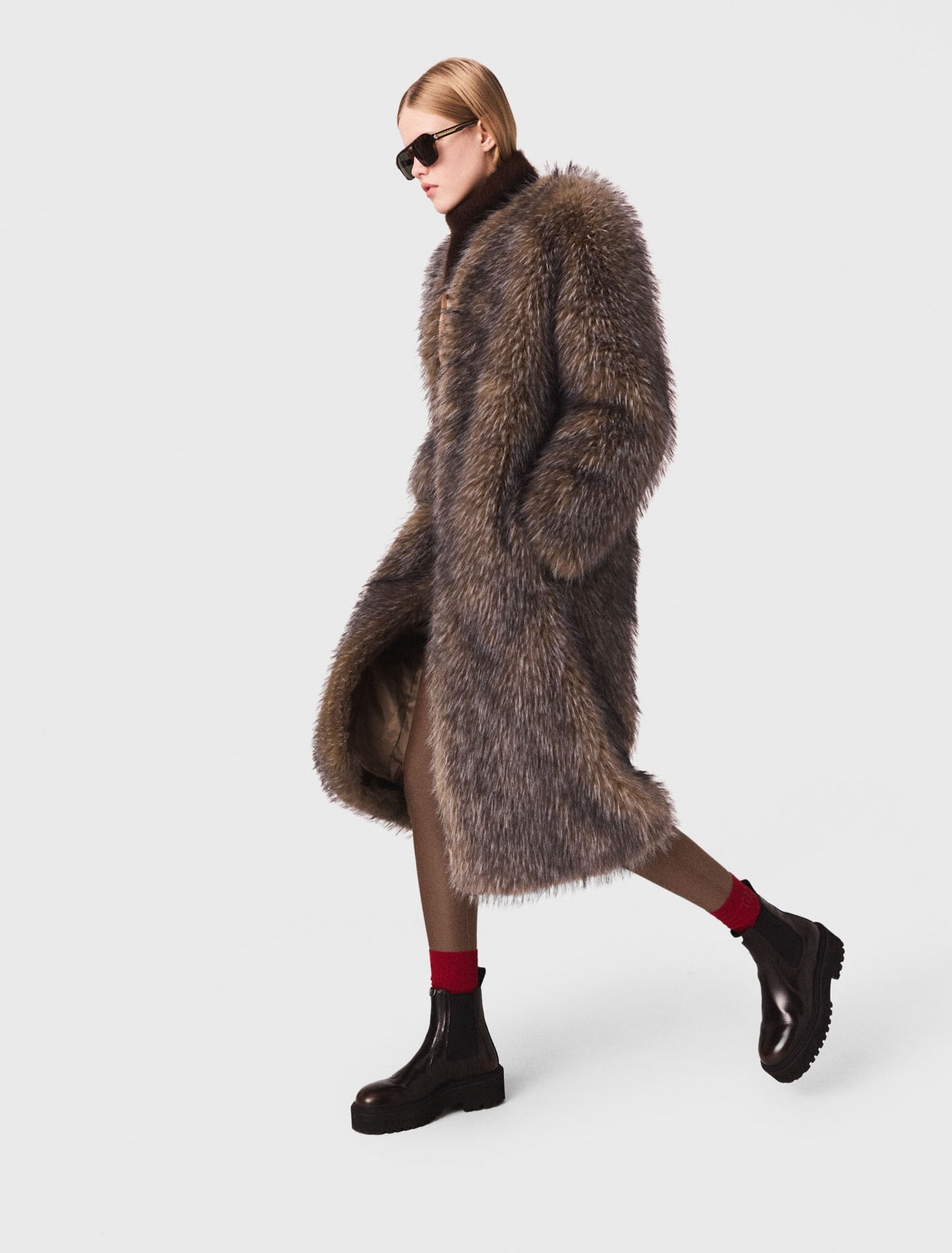 Long faux fur coat