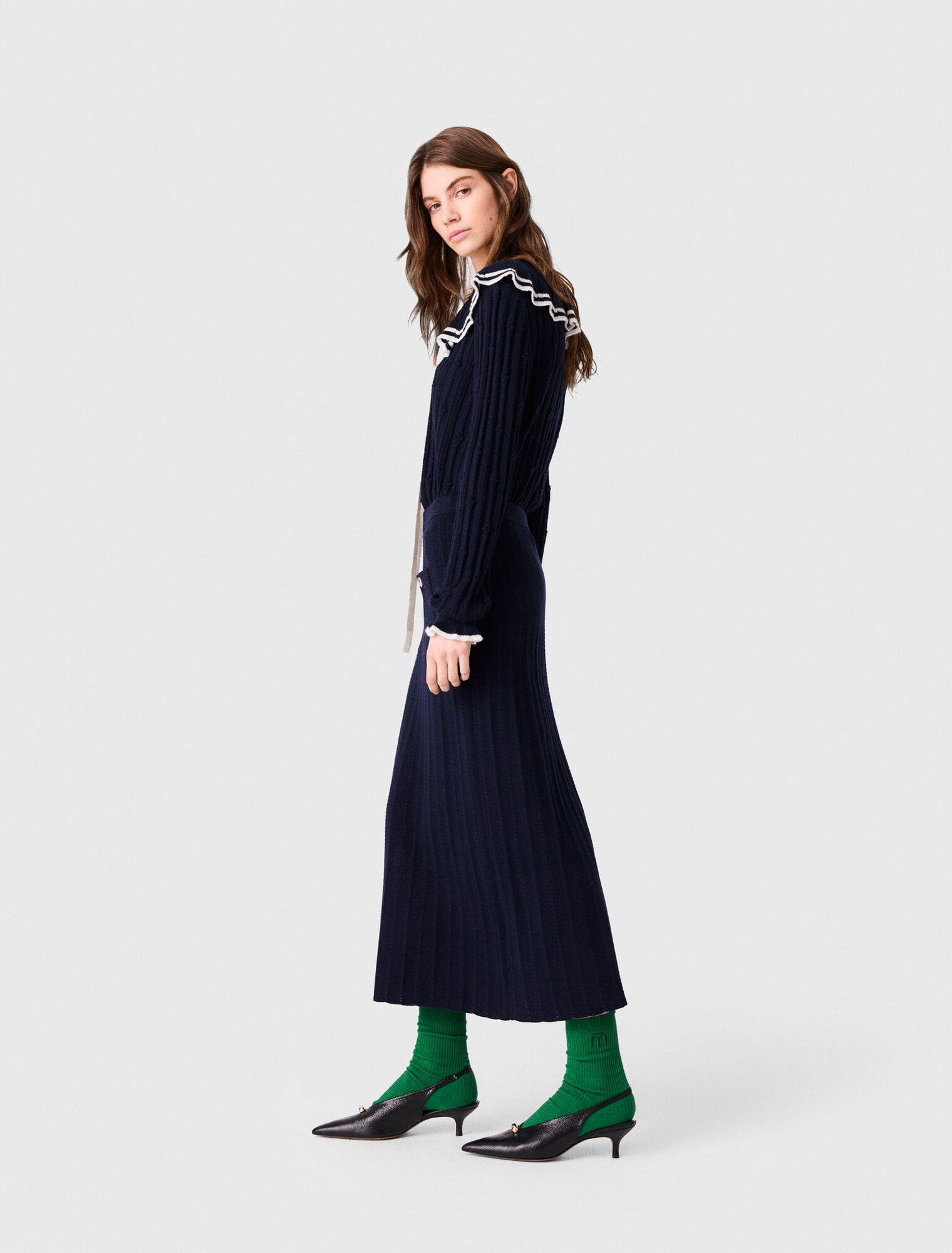 Knit pencil skirt with pockets