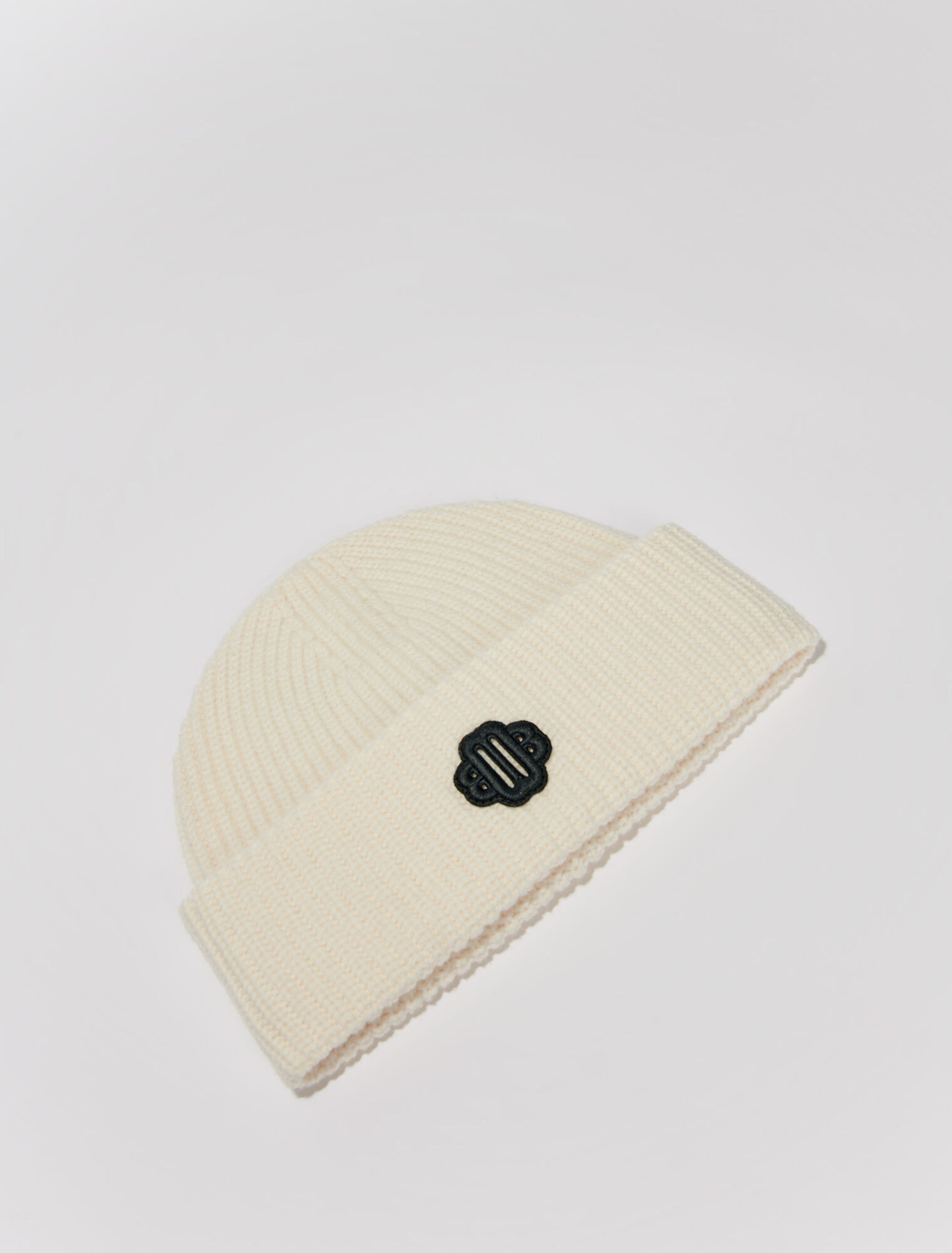 Rib-knit bonnet in wool blend