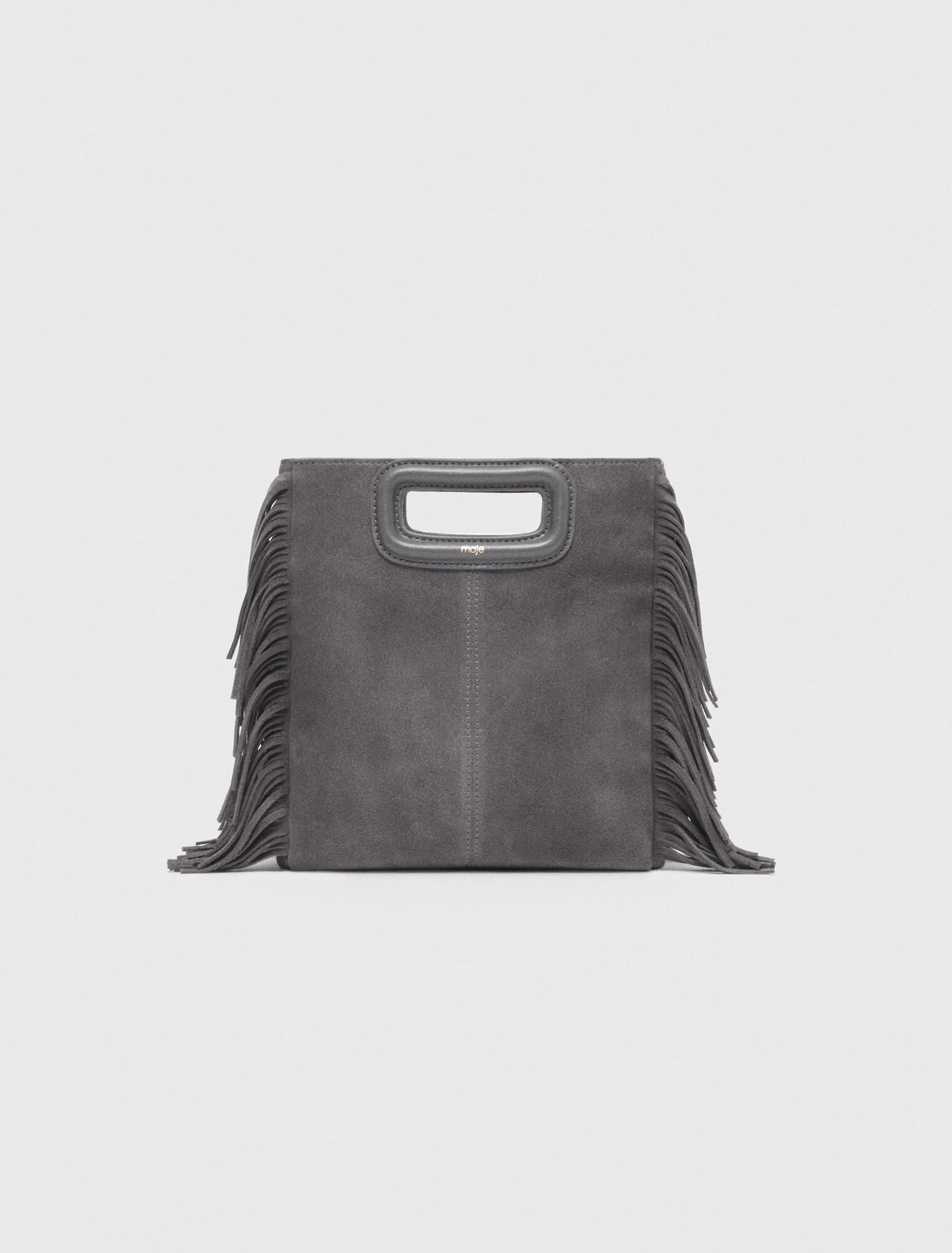 Fringed M bag in suede
