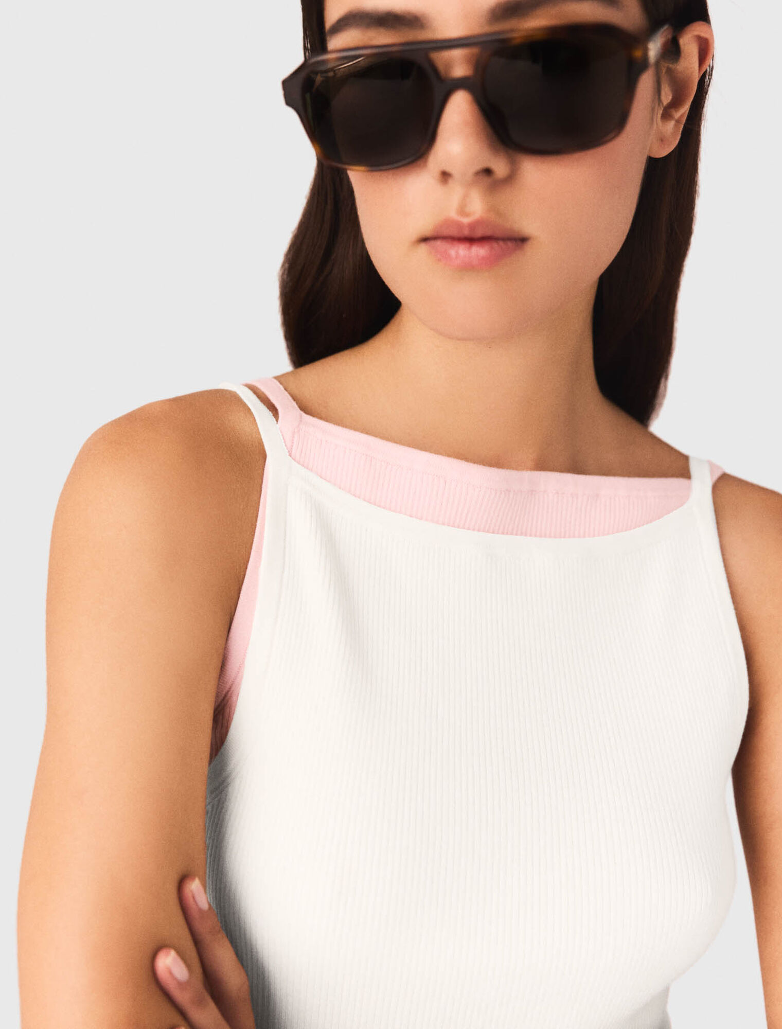 High straight-neck top
