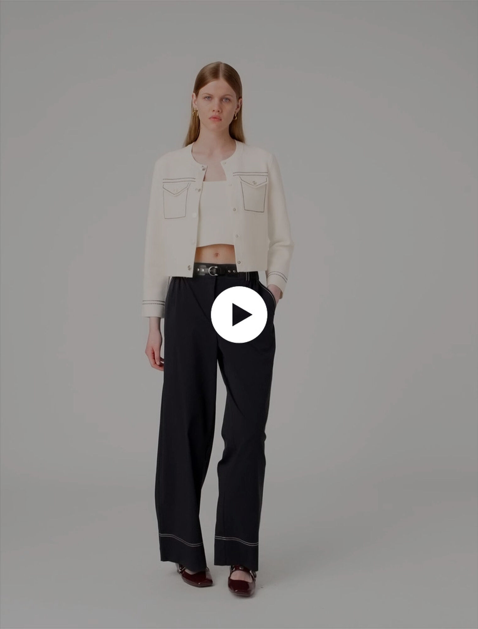 Topstitched cropped cardigan