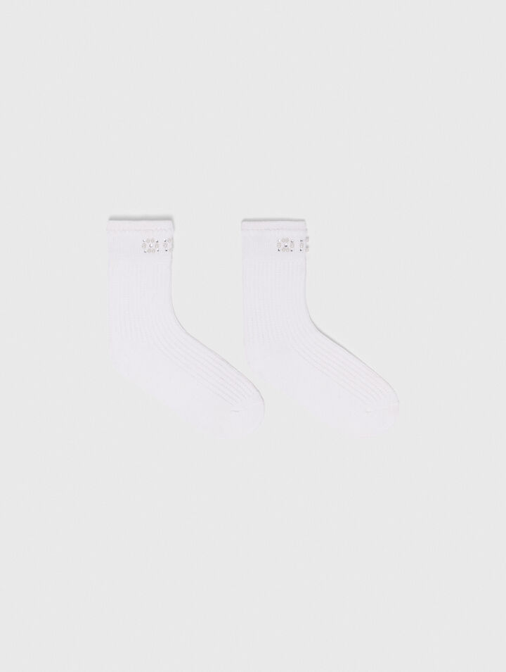 Pearl pointelle socks