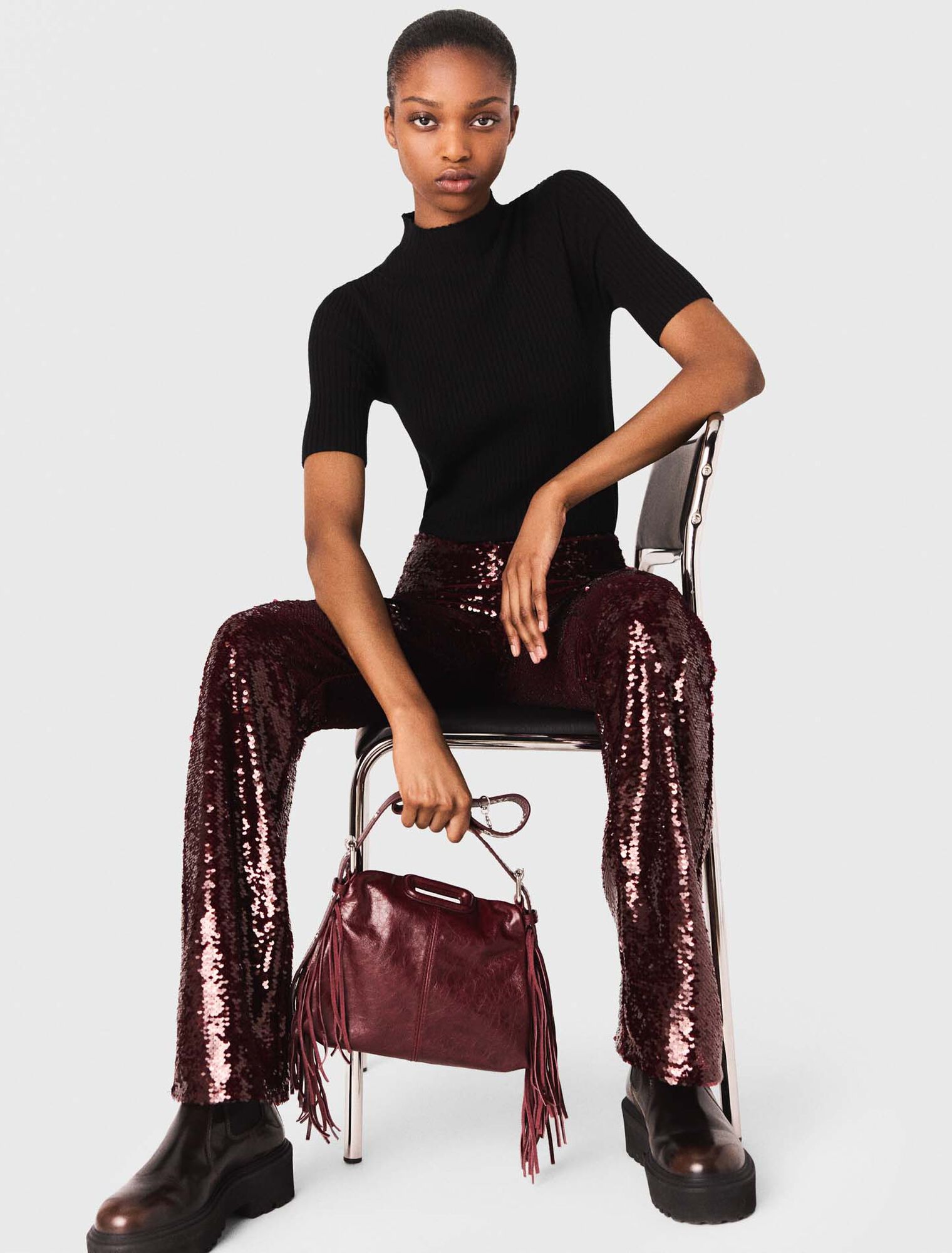 Sequin-embroidered trousers