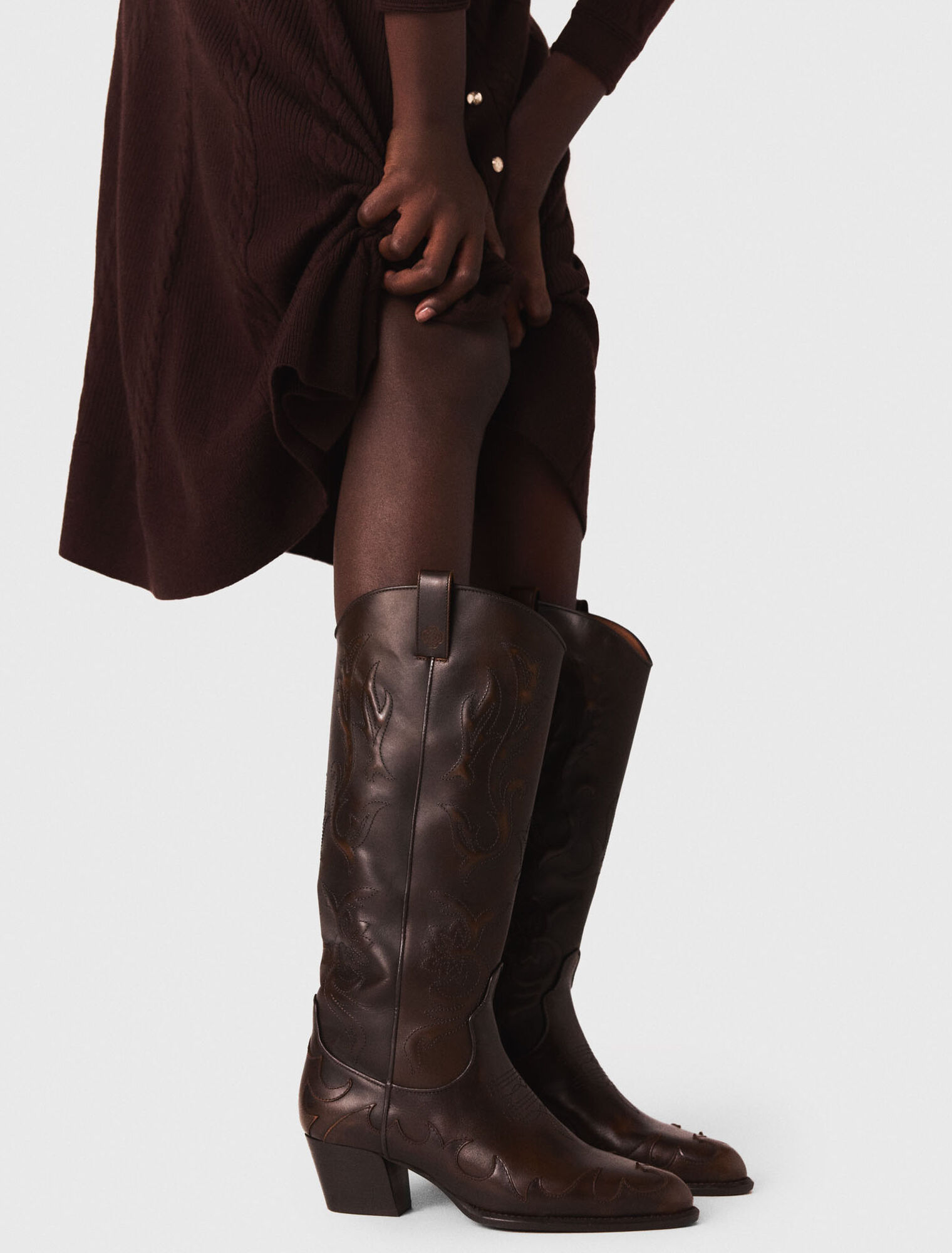 Leather cowboy boots