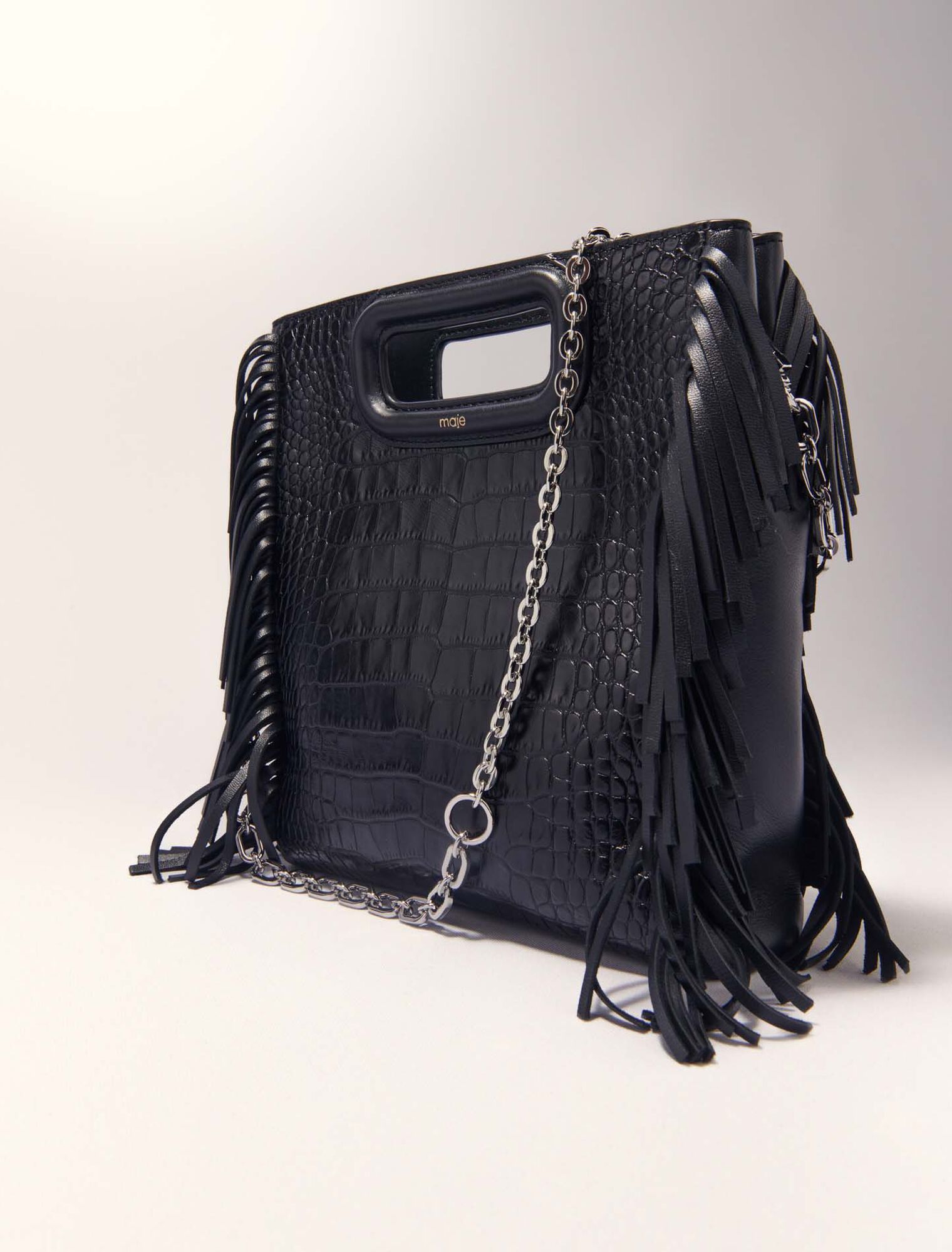 Mini embossed-leather M bag with chain