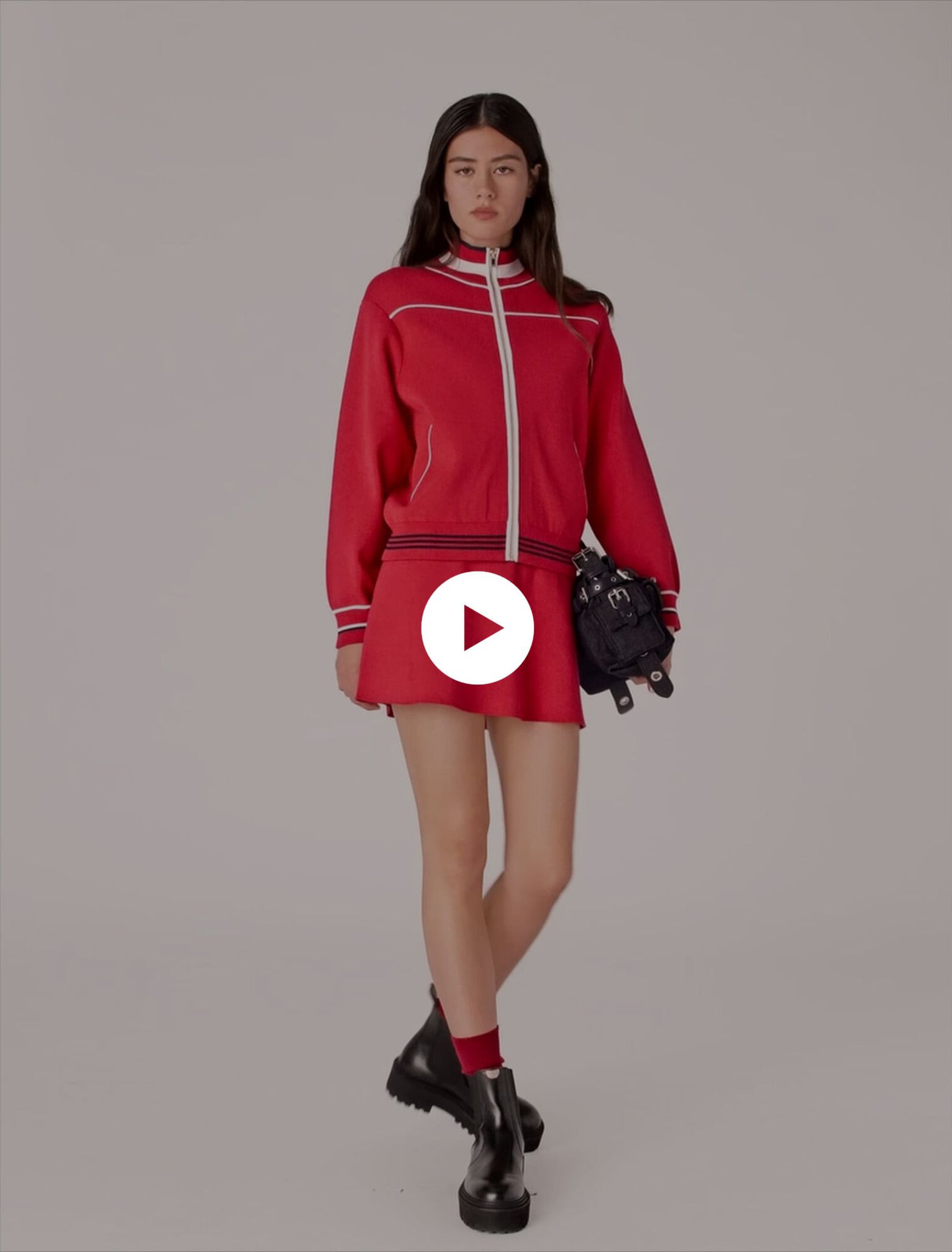 Zipped cardigan with elastic waist