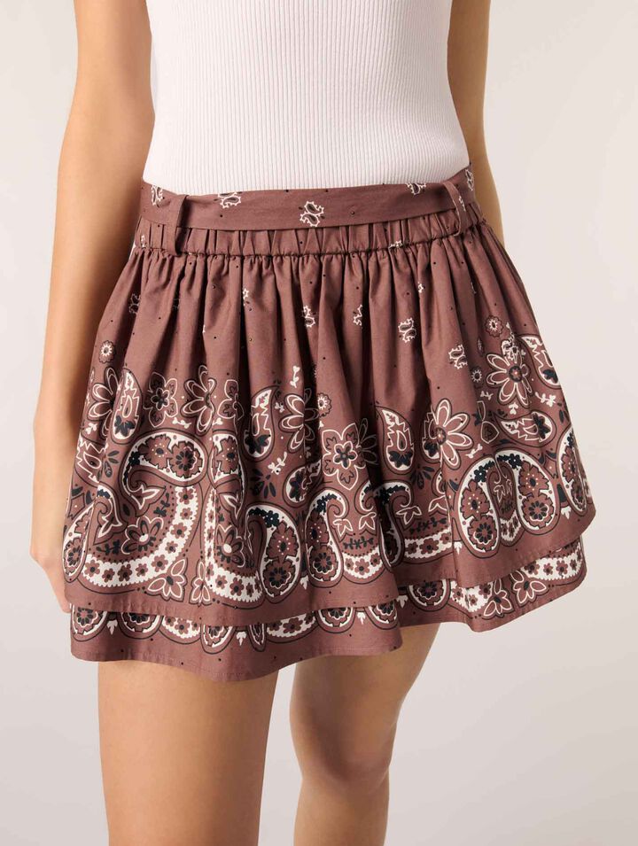 Print mini skirt with rhinestones