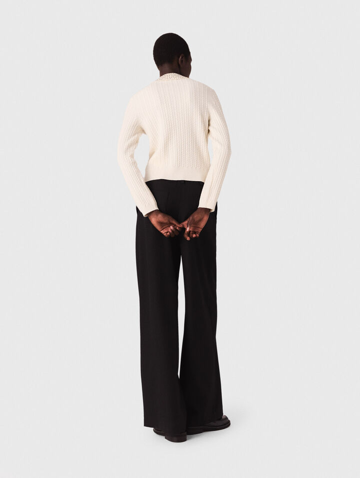 Knit polo shirt with rhinestone collar Knit polo shirt with rhinestone collar