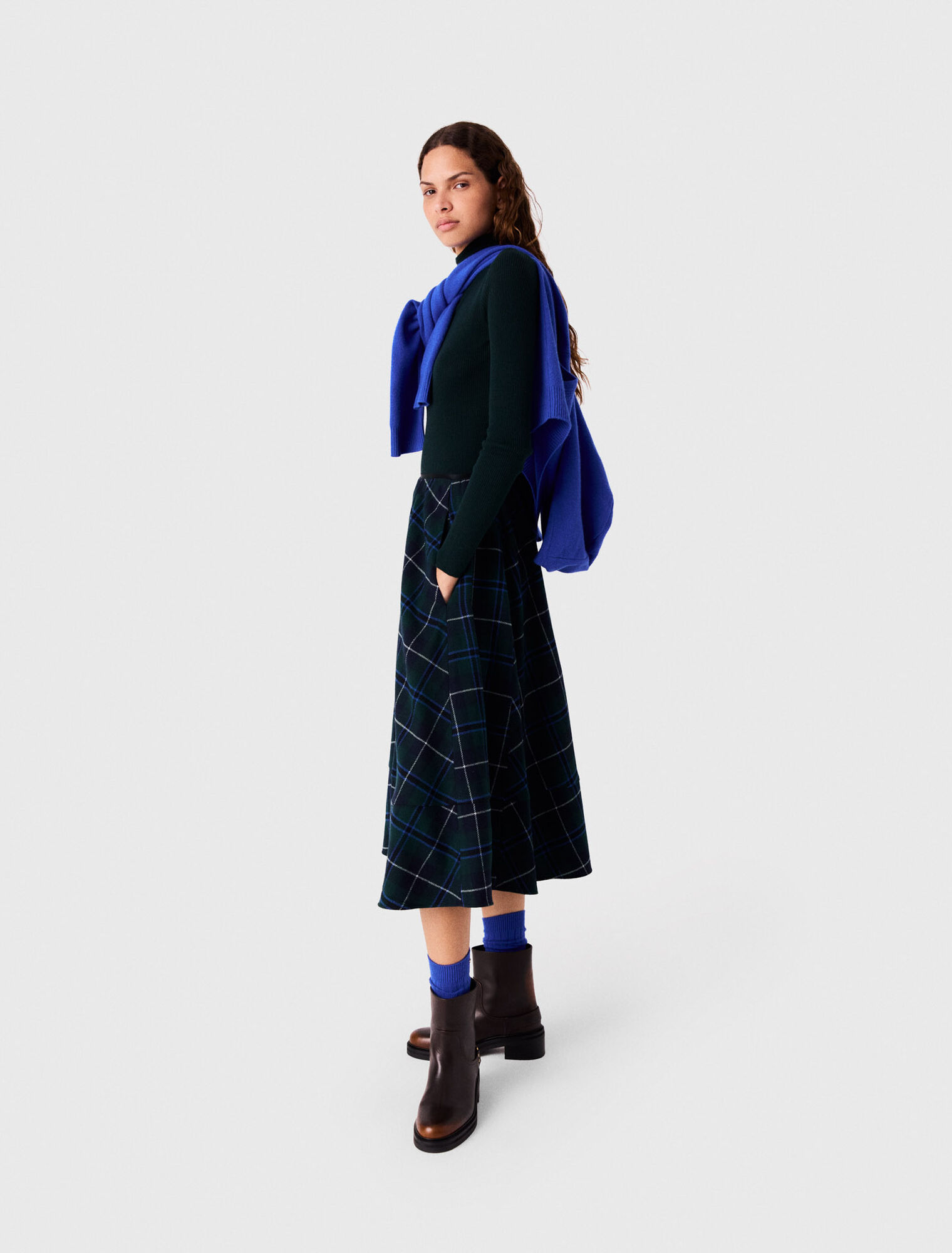 Long checked skirt
