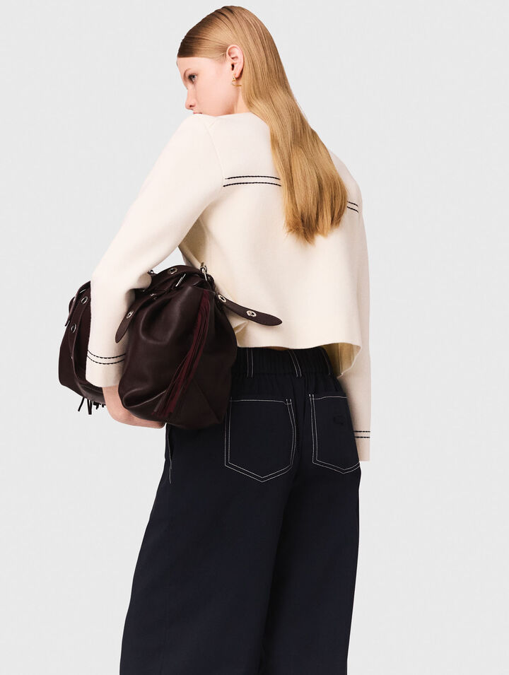 Topstitched cropped cardigan