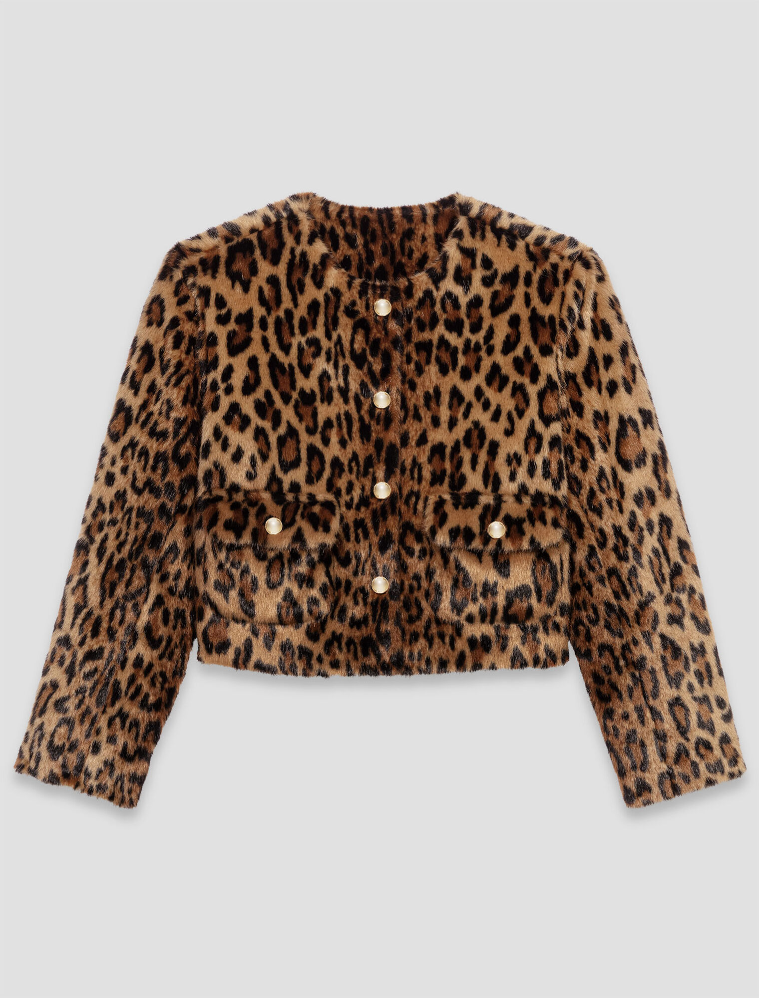 Leopard faux fur jacket