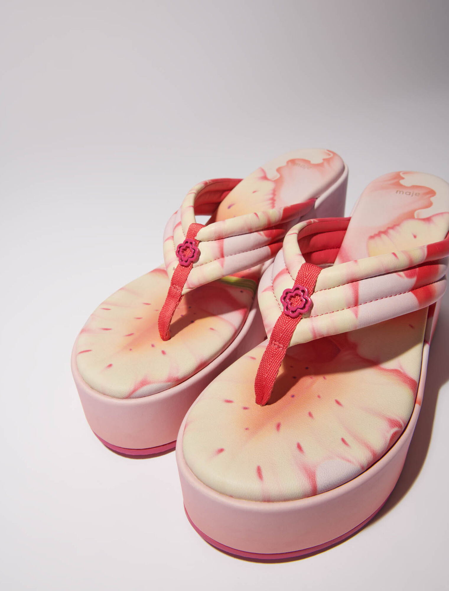 Flower print wedge sandals