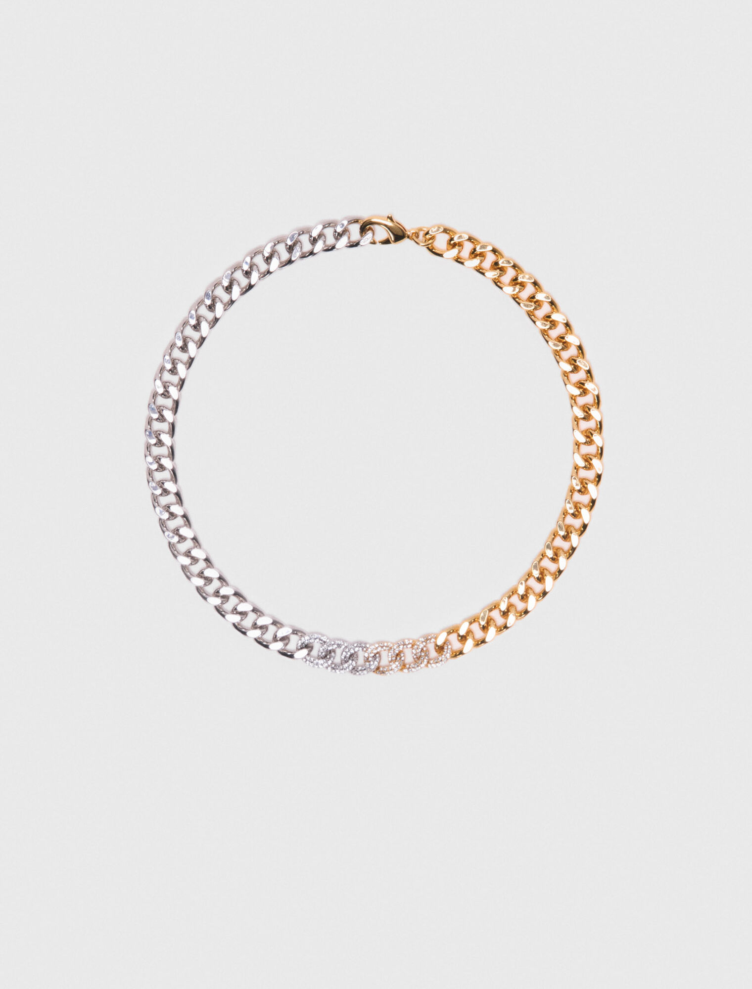 Two-tone rhinestone link necklace