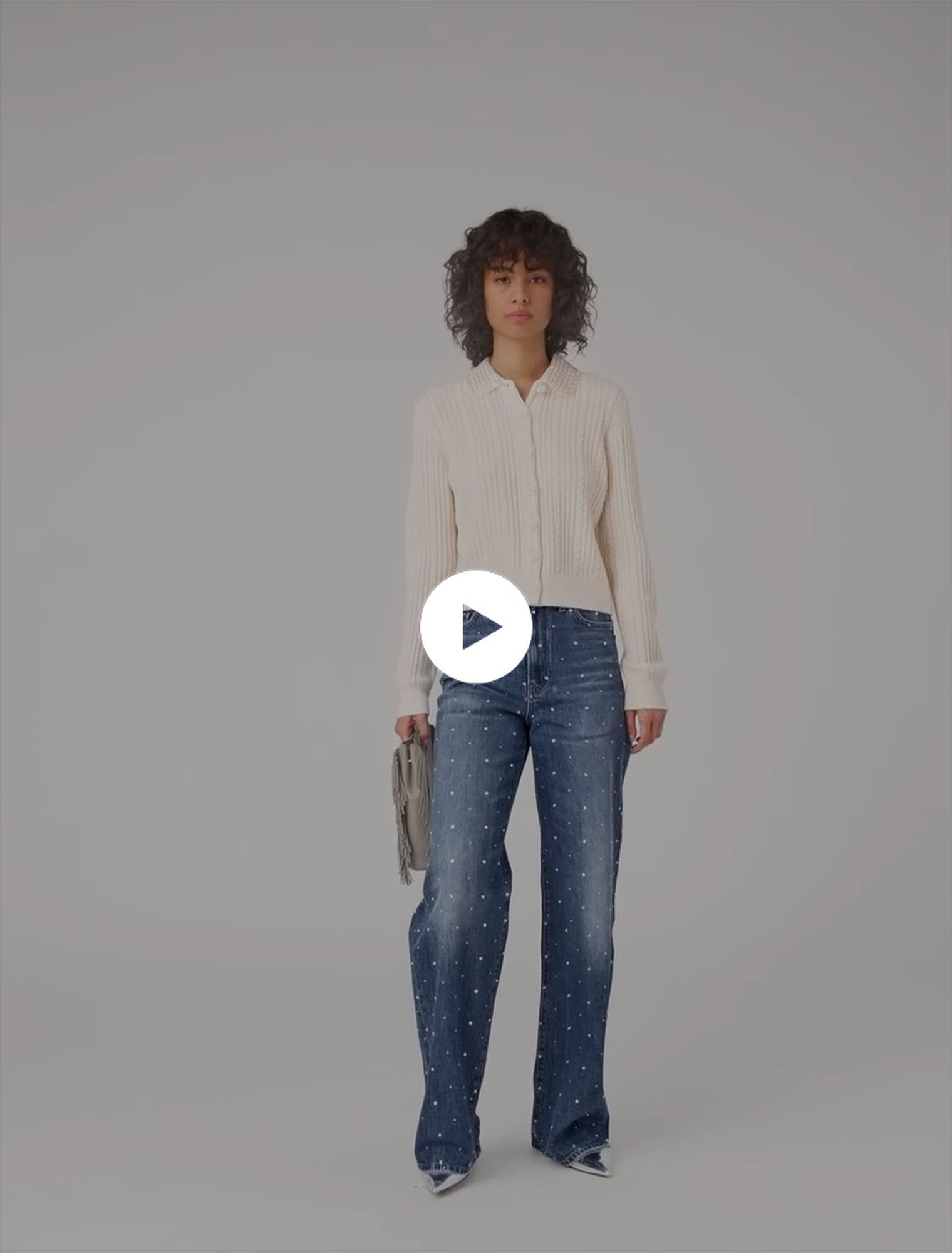 Knit cardigan with removable collar