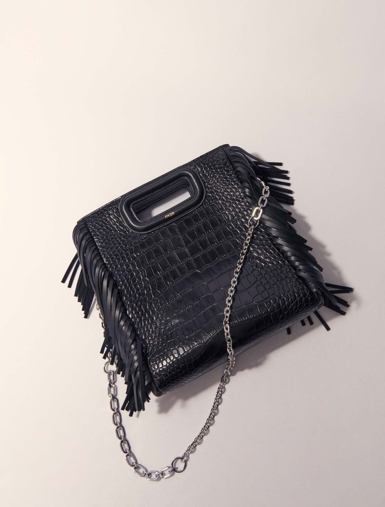 Mini embossed-leather M bag with chain