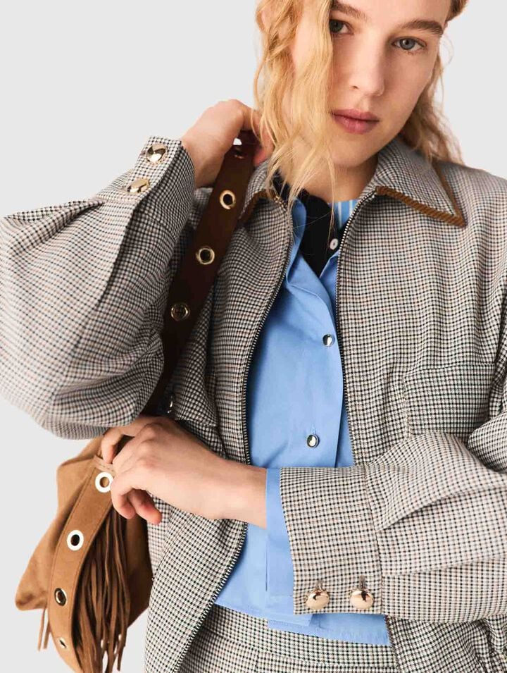 Checked bomber jacket