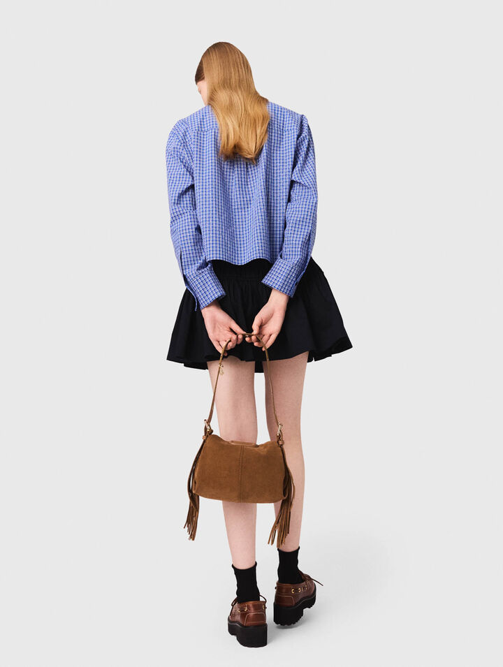 Rhinestone shirt with removable col