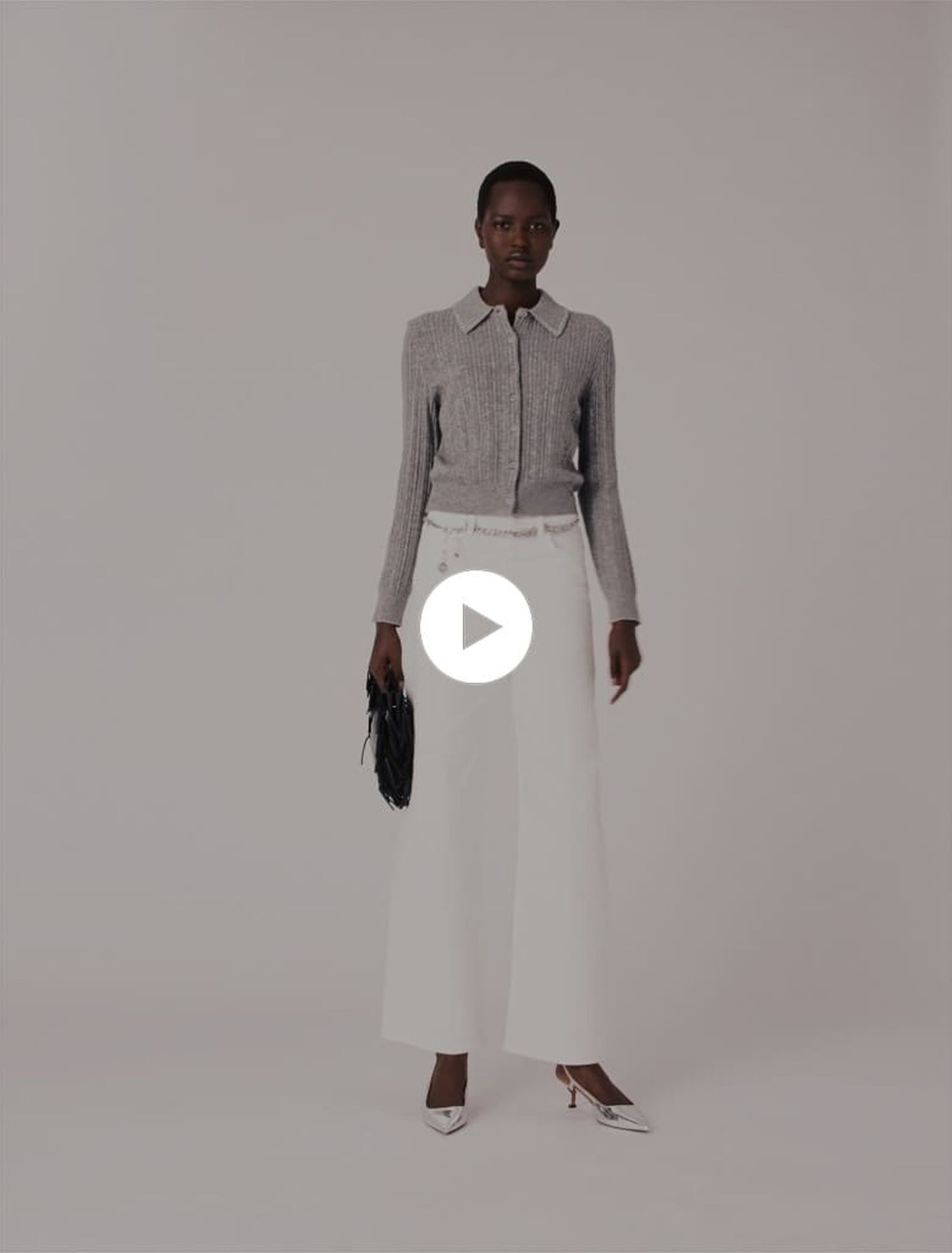 Rhinestone collar cardigan