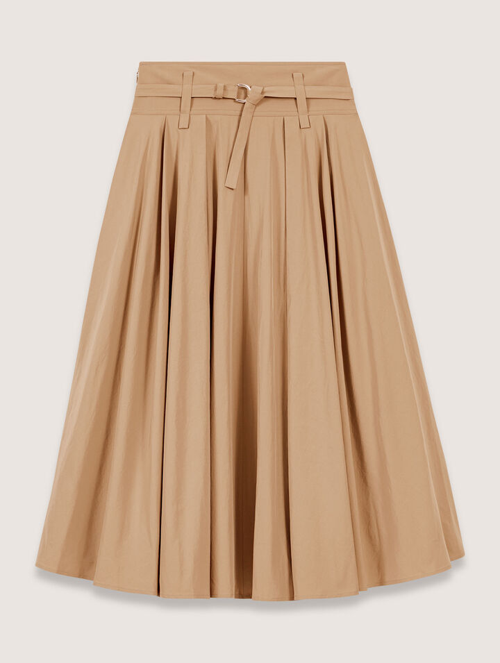 Cotton pleated maxi skirt
