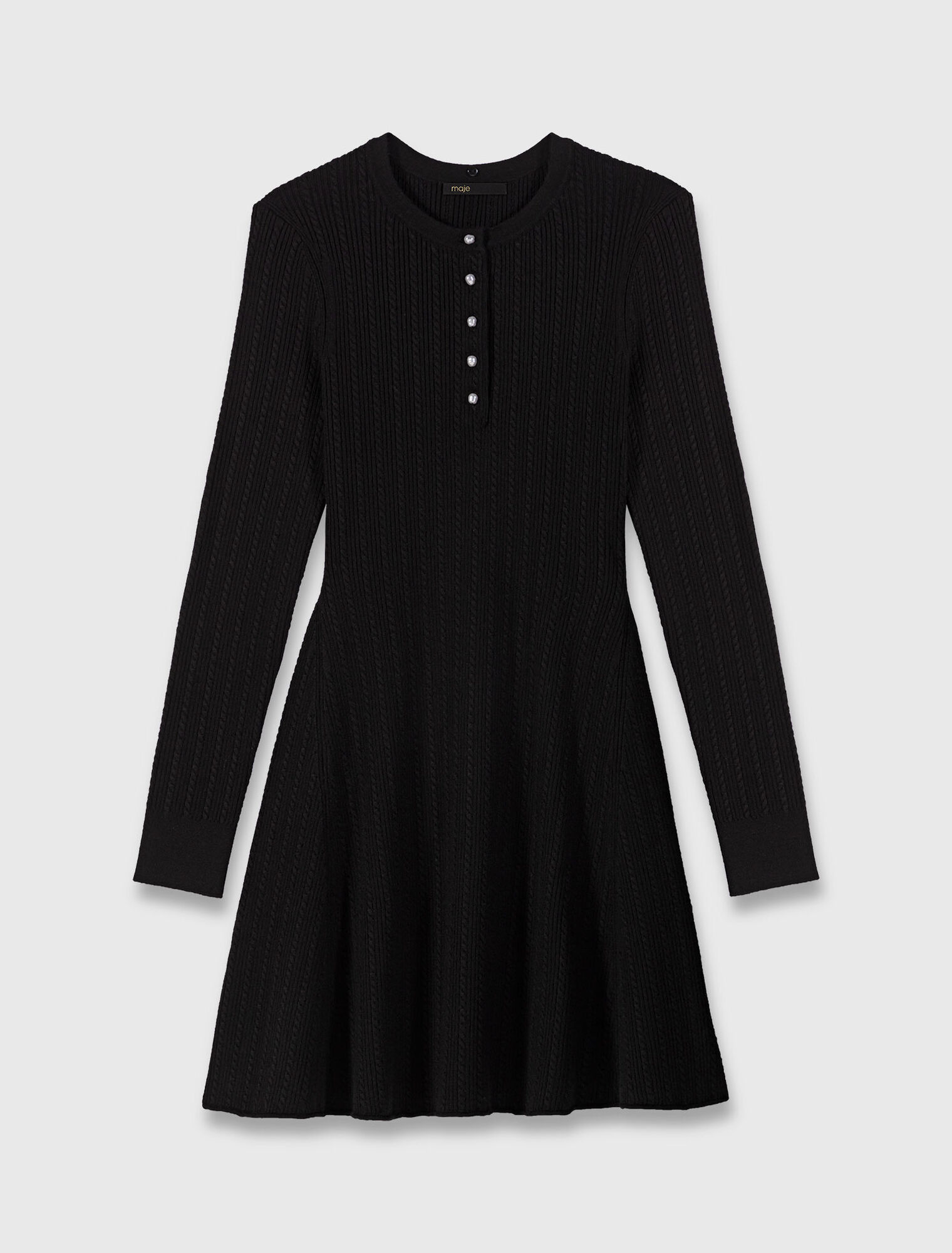 Short beaded-collar knit dress