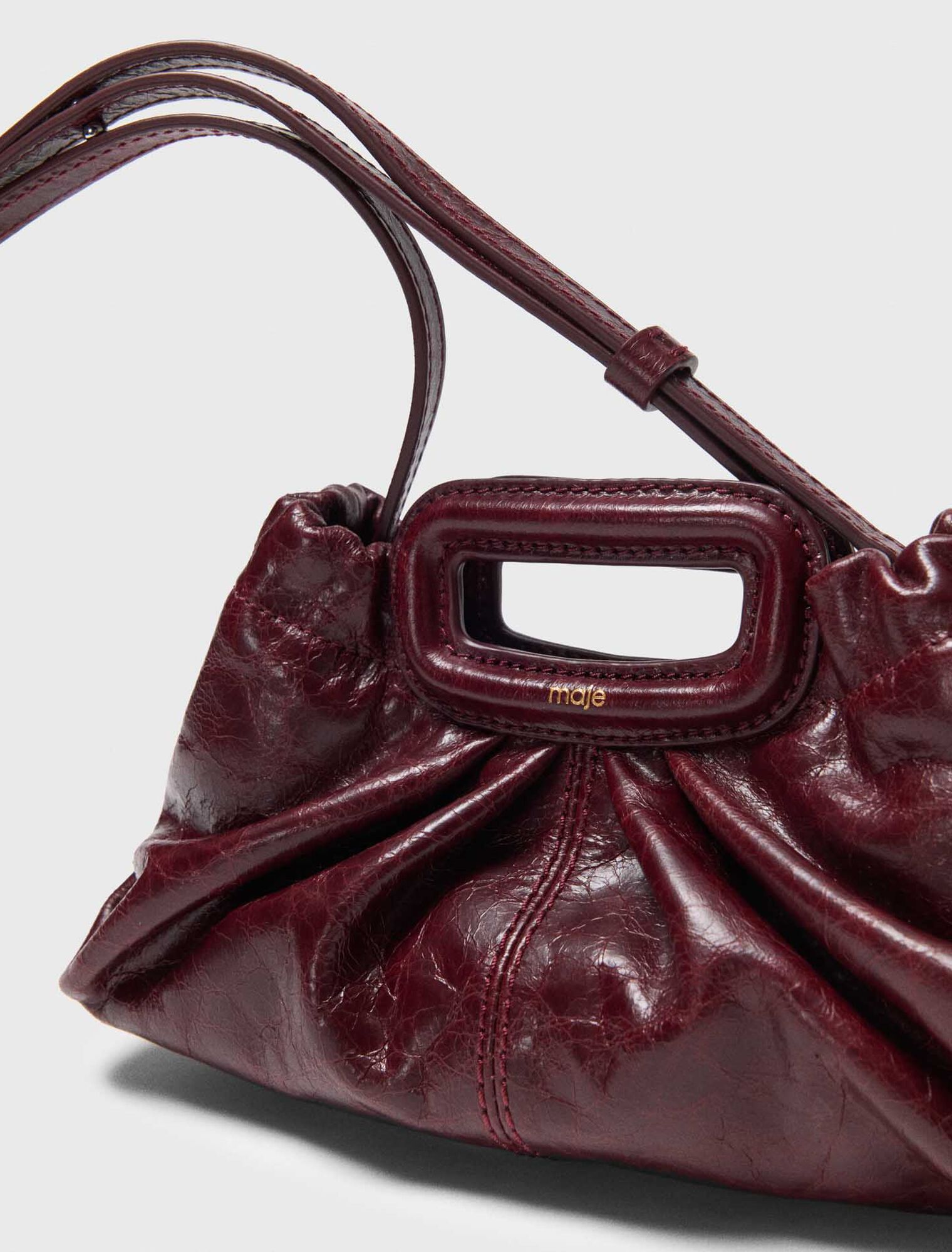 Crackled leather mini clutch