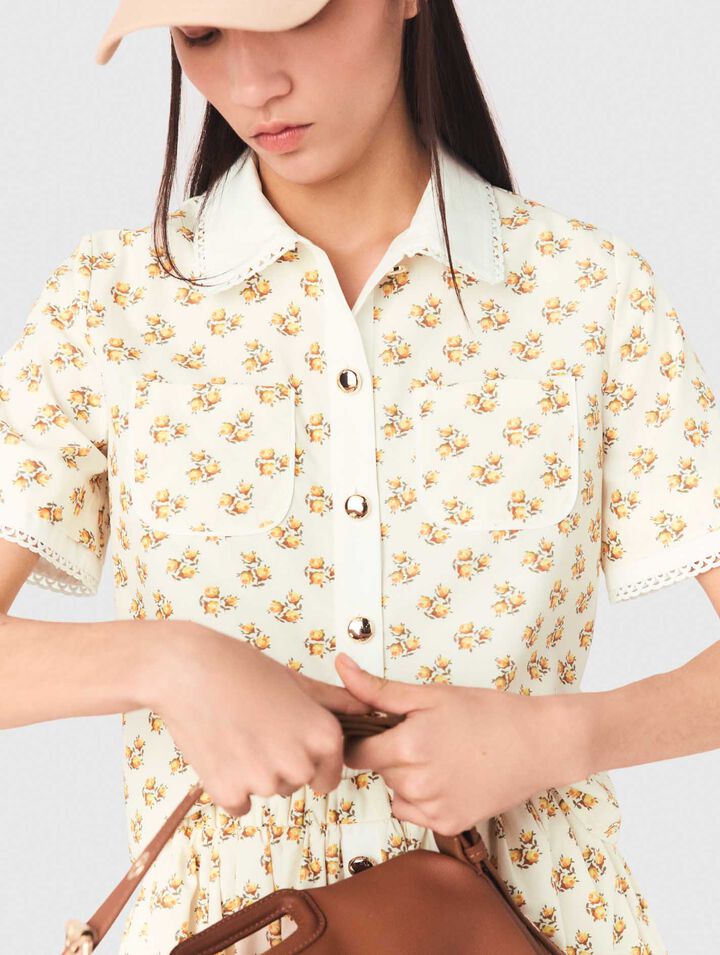 Patterned shirt with croquet trim