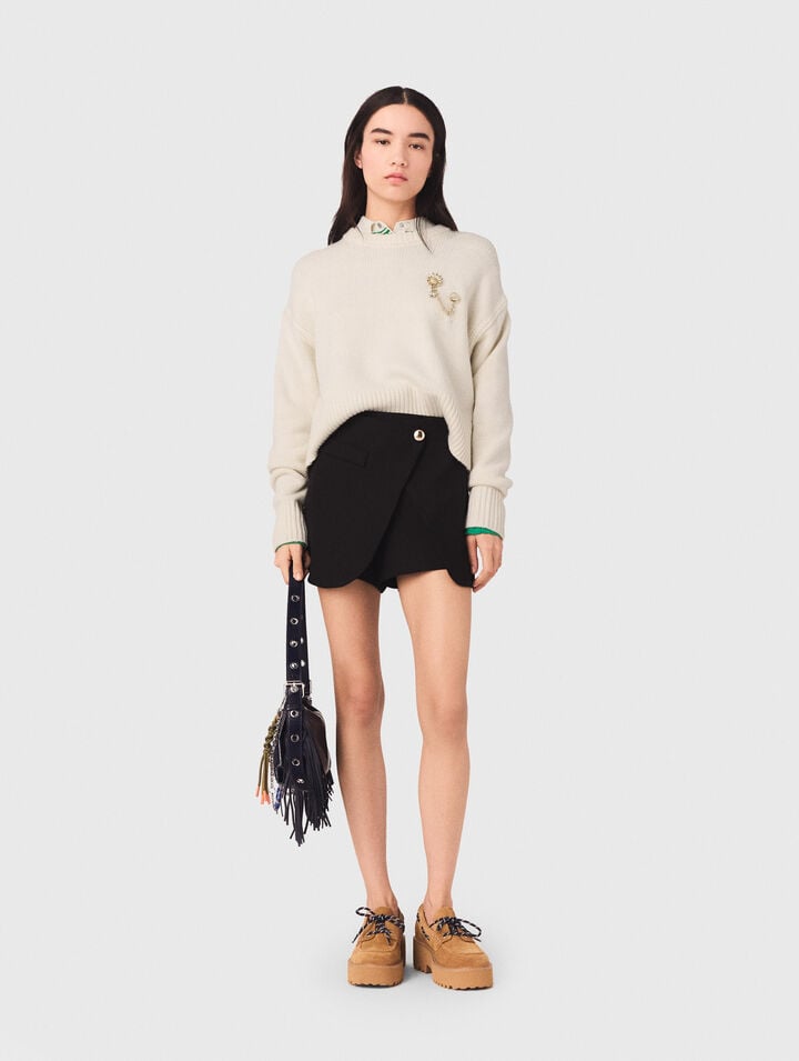 Layered-effect suit shorts