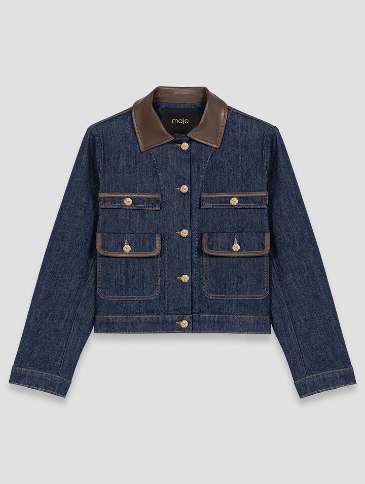 Denim jacket with faux leather Denim jacket with faux leather