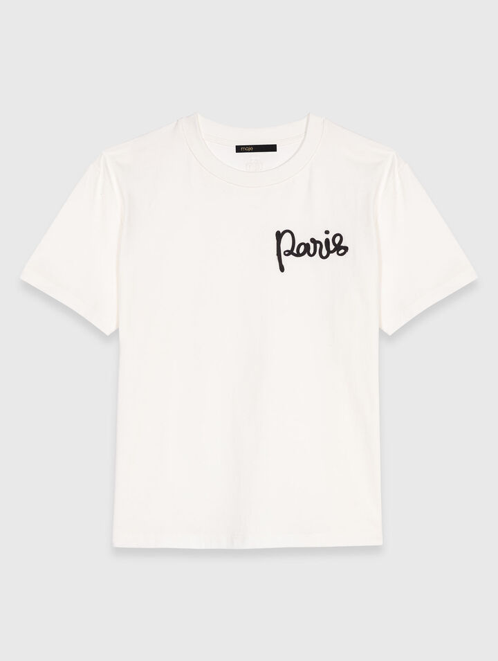 T-shirt with embroidered Paris logo